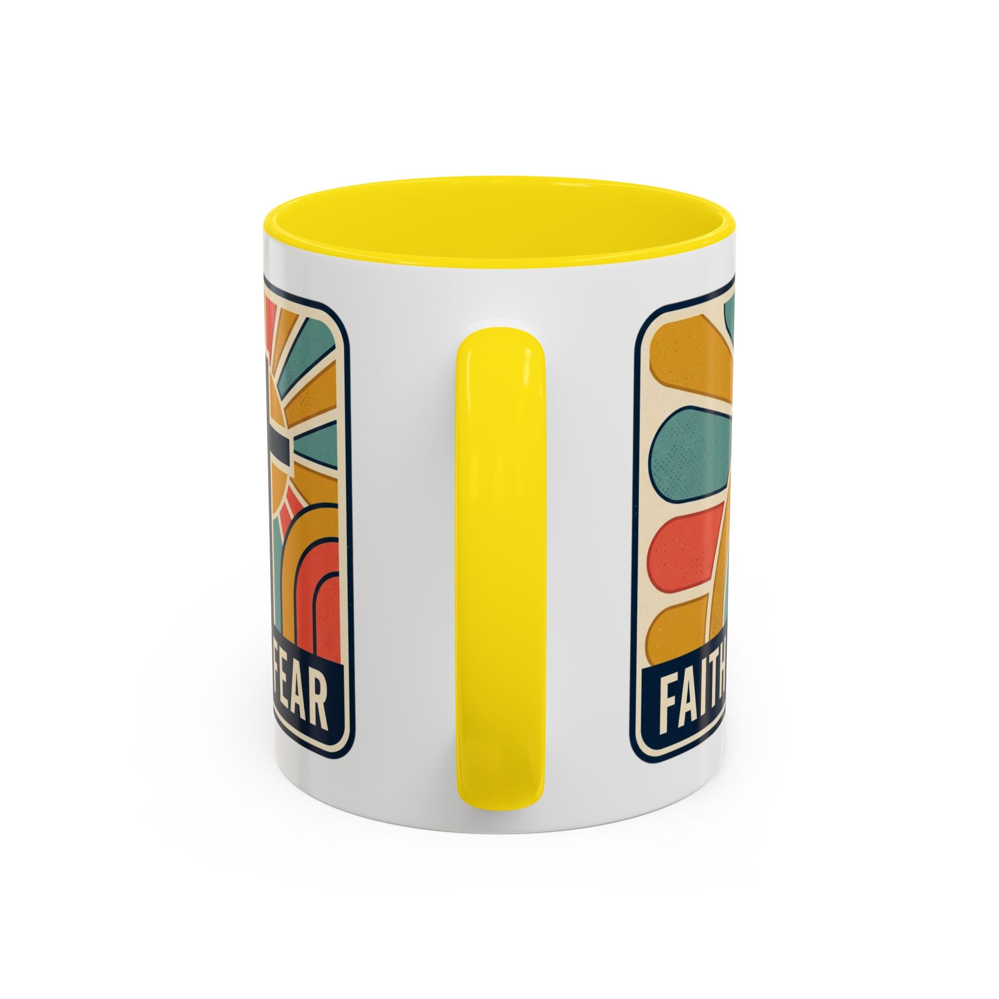 Faith over fear Retro Script Mug | Accent Coffee Mug