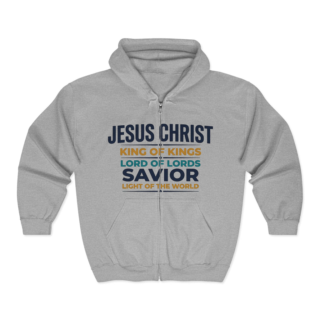 King of Kings Hoodie — Religious Faith Unisex Zip-Up Sweatshirt