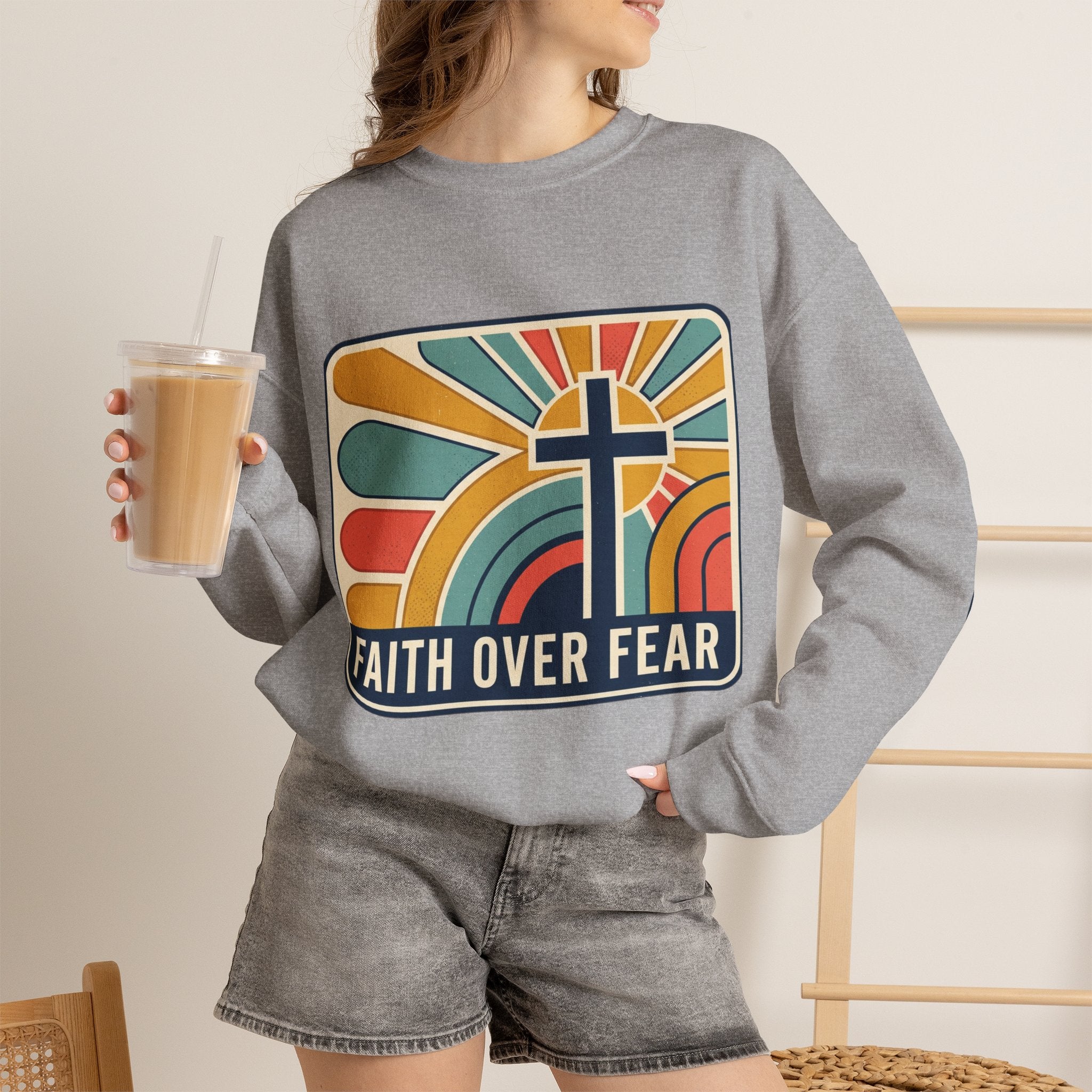 Faith Over Fear Christian Heavy Blend™ Crewneck Sweatshirt