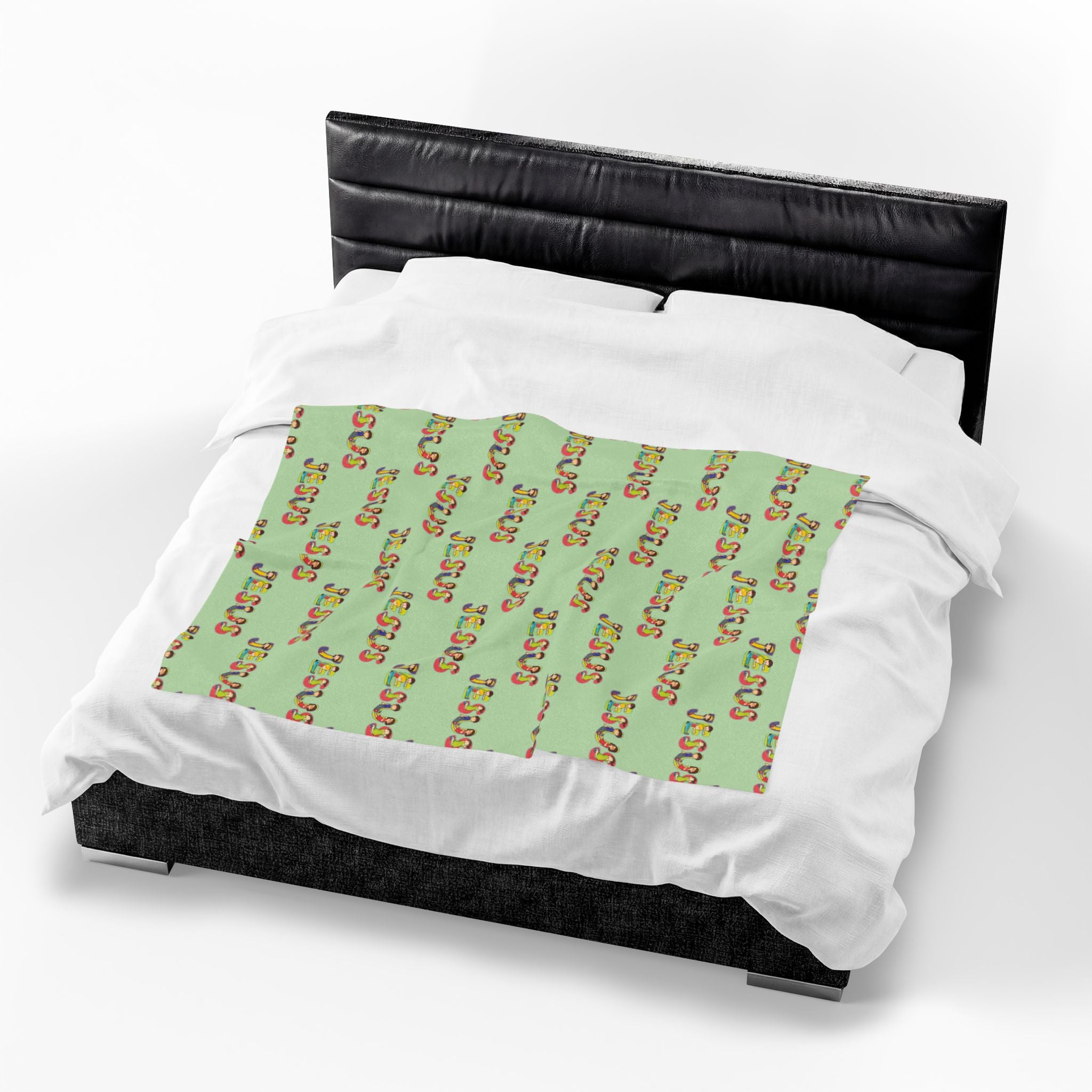 Jesus Velveteen Blanket | Monochrome Religious Throw