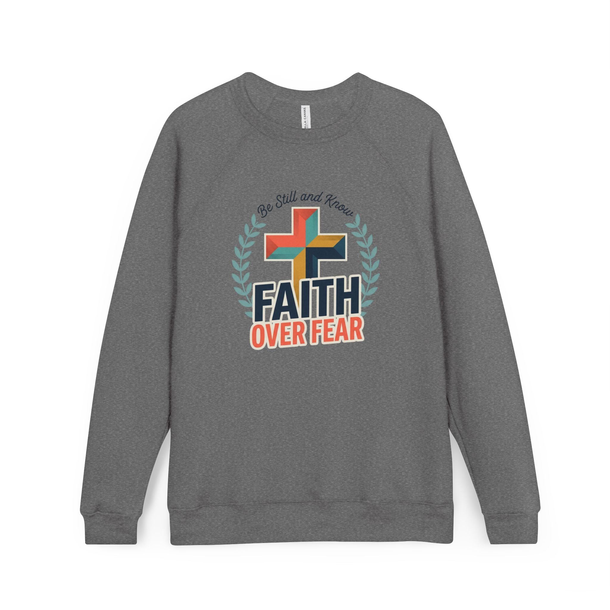 Faith Over Fear Sweatshirt — Christian Cross Raglan Pullover