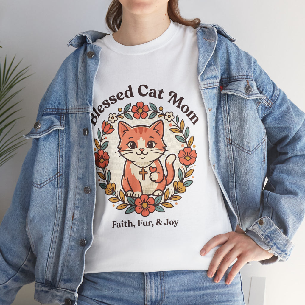 Blessed Cat Mom T-Shirt – Faith, Fur & Joy Floral Cat Mom Tee