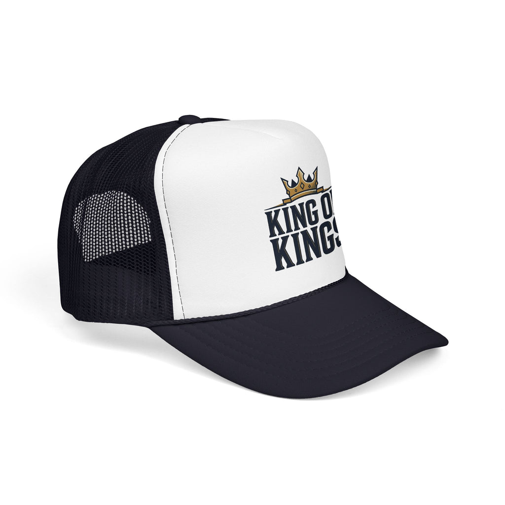 King of Kings Trucker Hat – Foam Mesh Baseball Cap with Gold Crown Design