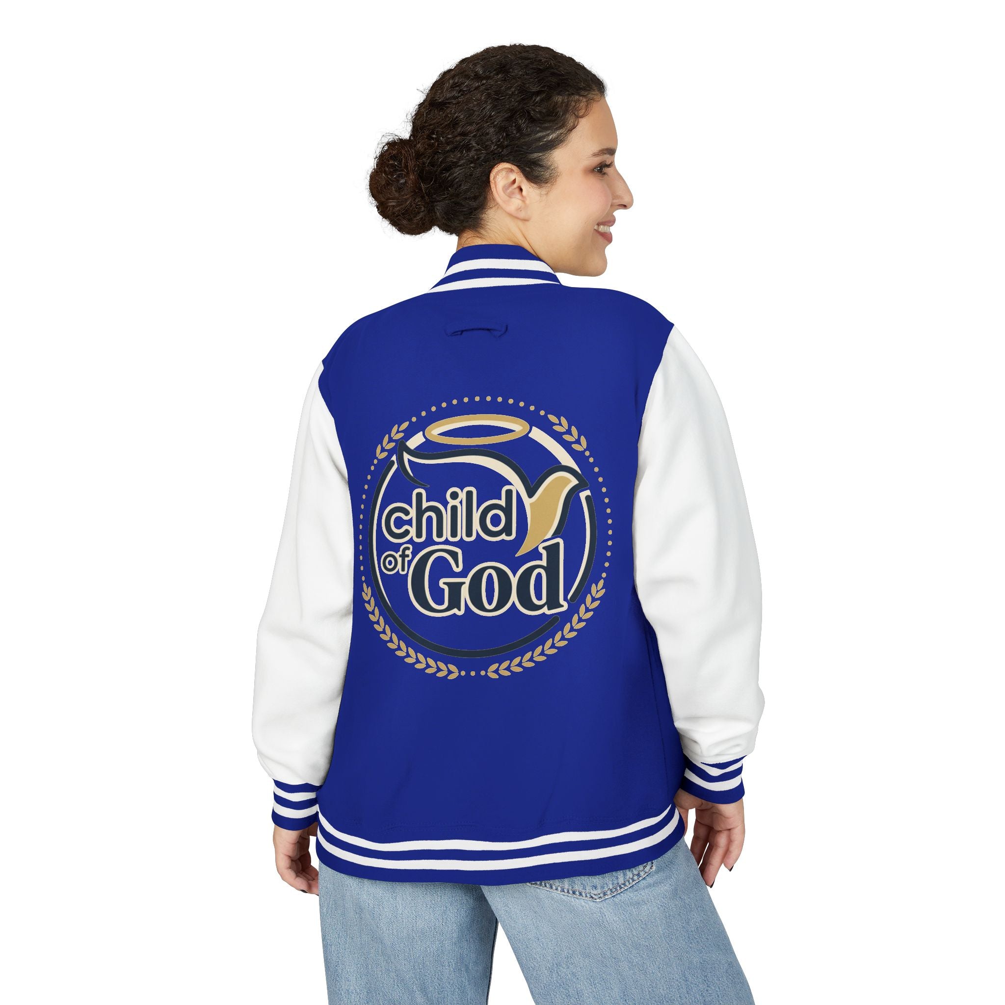 Child of God Emblem Letterman Jacket | Red White Varsity