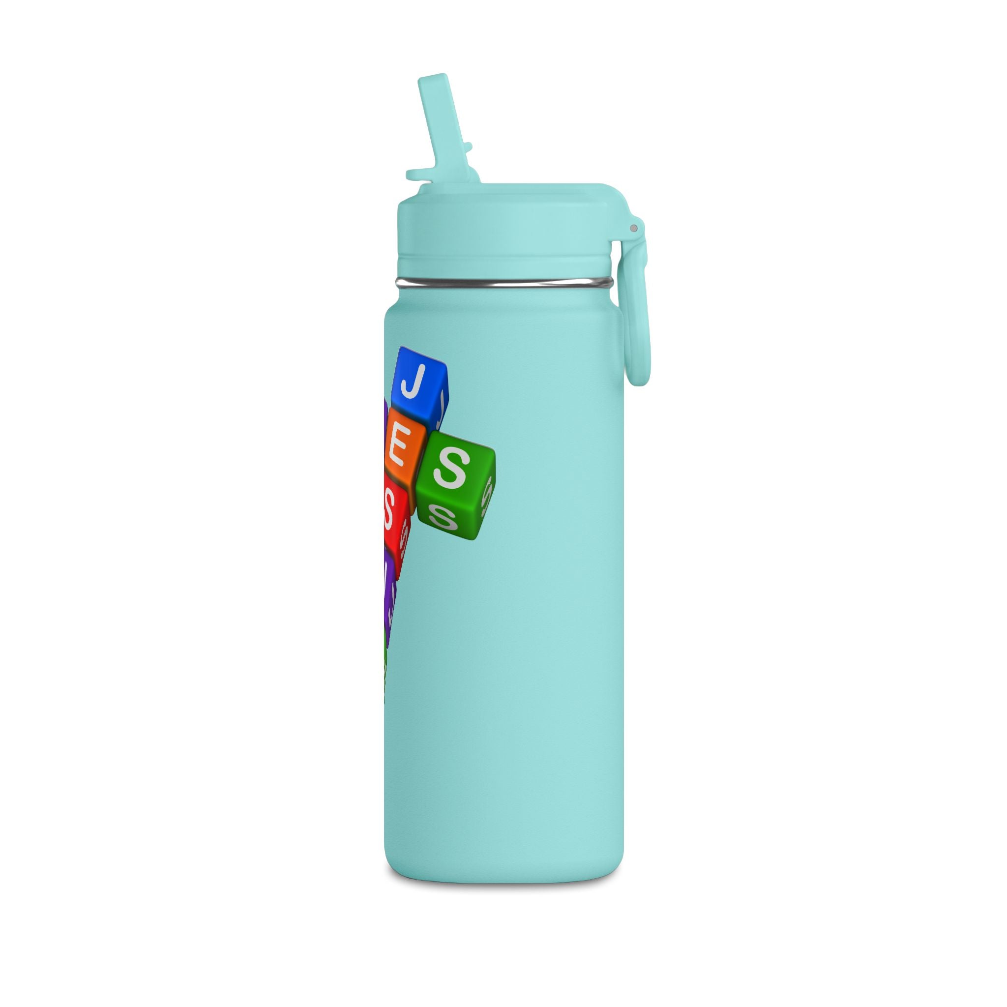 Color Block Letter Cubes Loves You Water Bottle | 20oz Mini