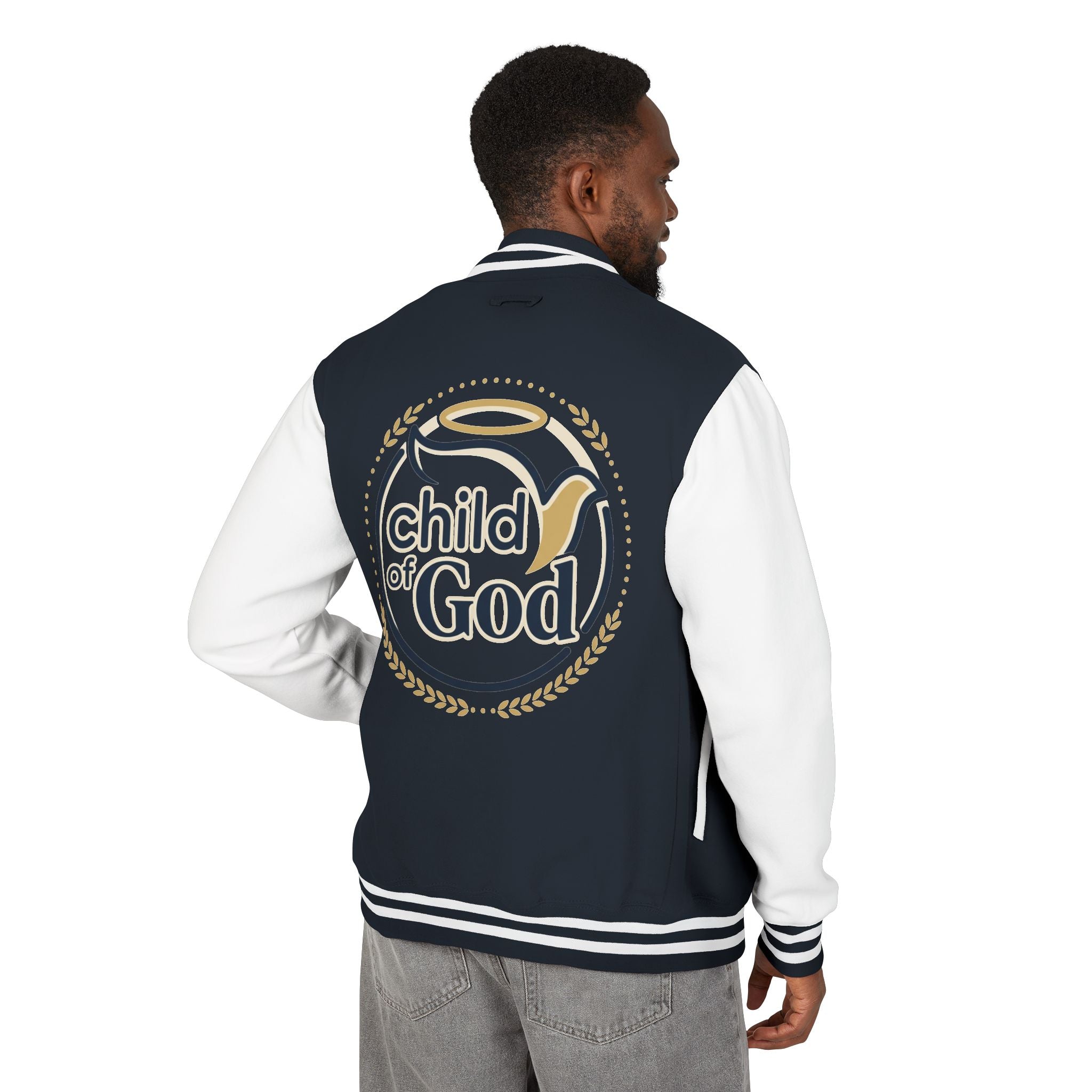 Child of God Emblem Letterman Jacket | Red White Varsity