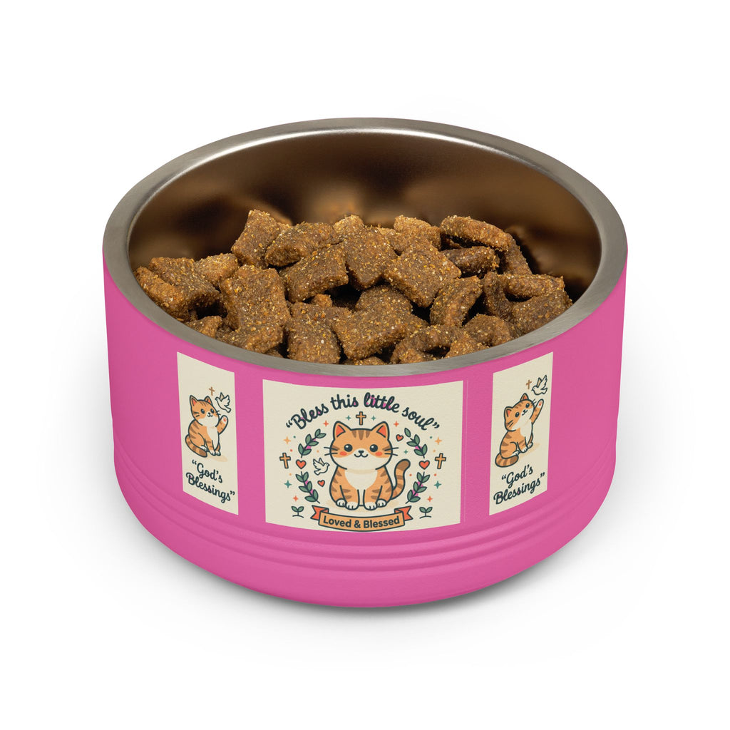 Cute Cat Pet Bowl — "Bless this little soul" 18oz Stainless Steel Bowl