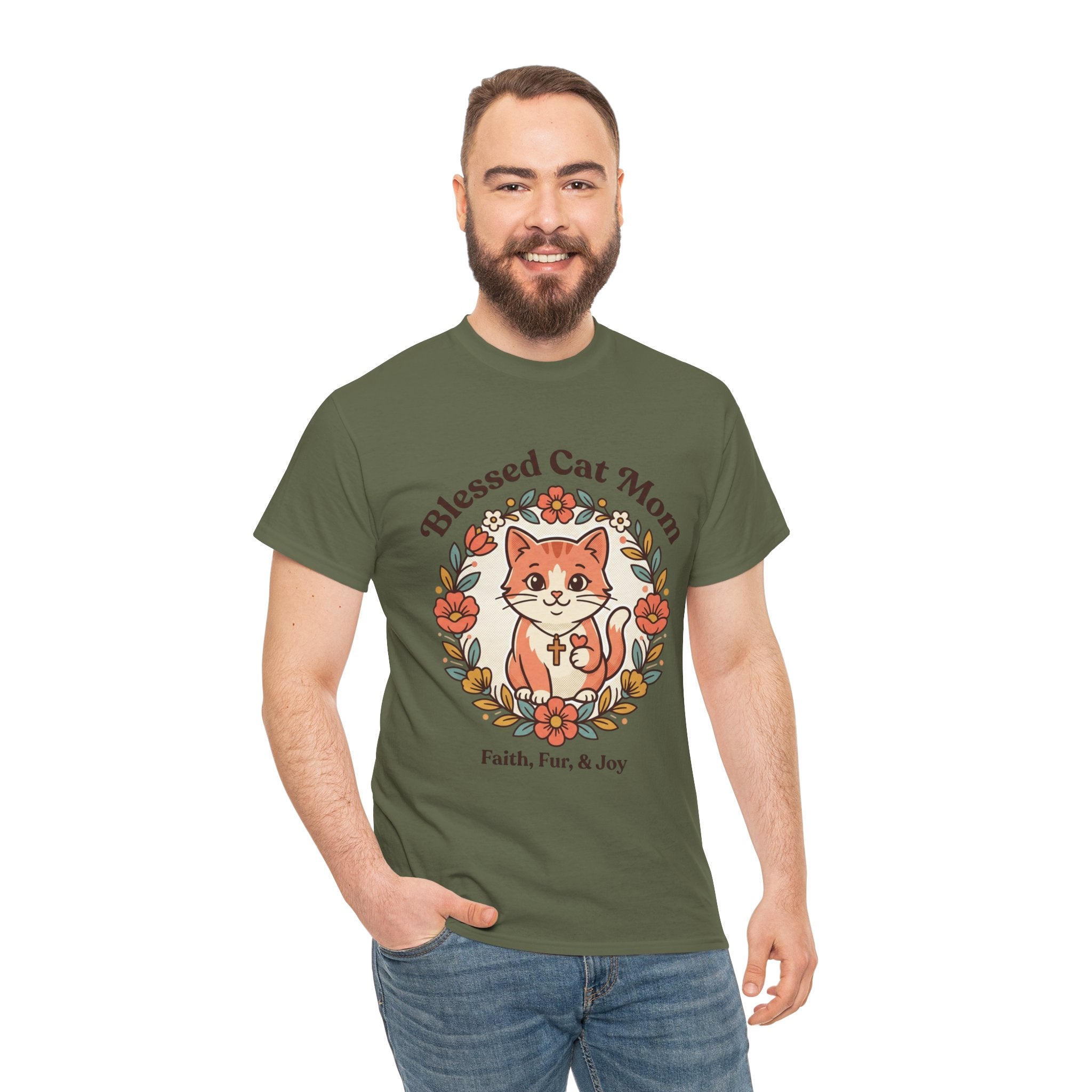 Blessed Cat Mom T-Shirt – Faith, Fur & Joy Floral Cat Mom Tee