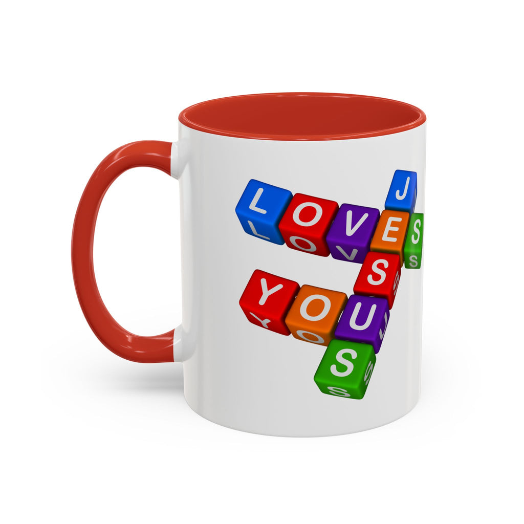 Colorful Letter Blocks 'Jesus Loves You' Mug | Accent Coffee Mug