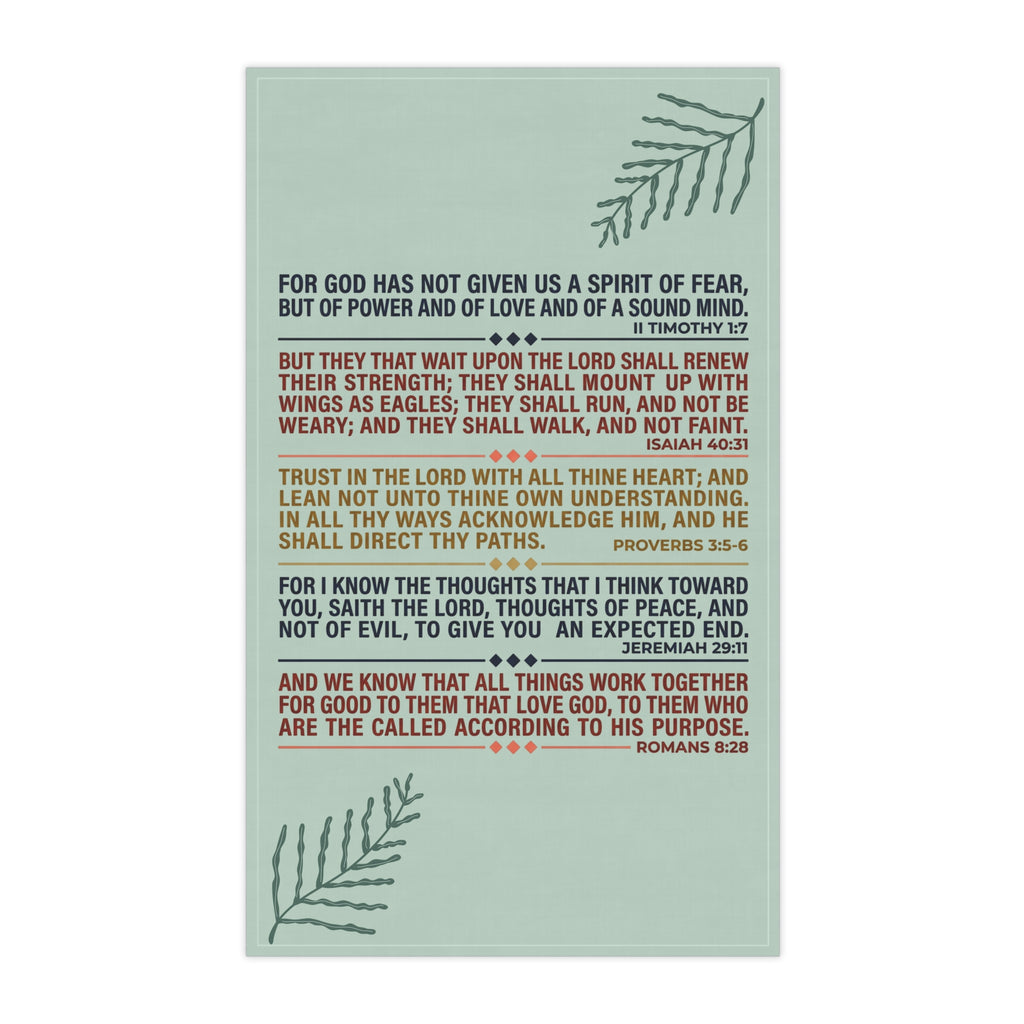 Bible Verse Typography Tea Towel | Christian Scripture Kitchen Towel