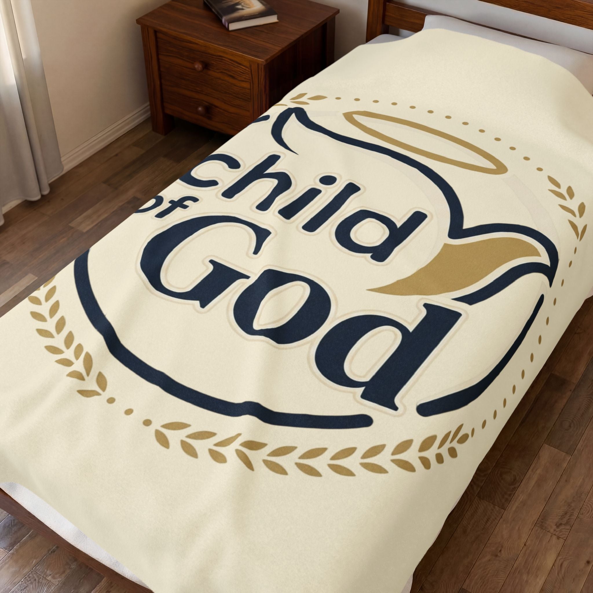 Child of God Velveteen Blanket | Monochrome Religious Throw