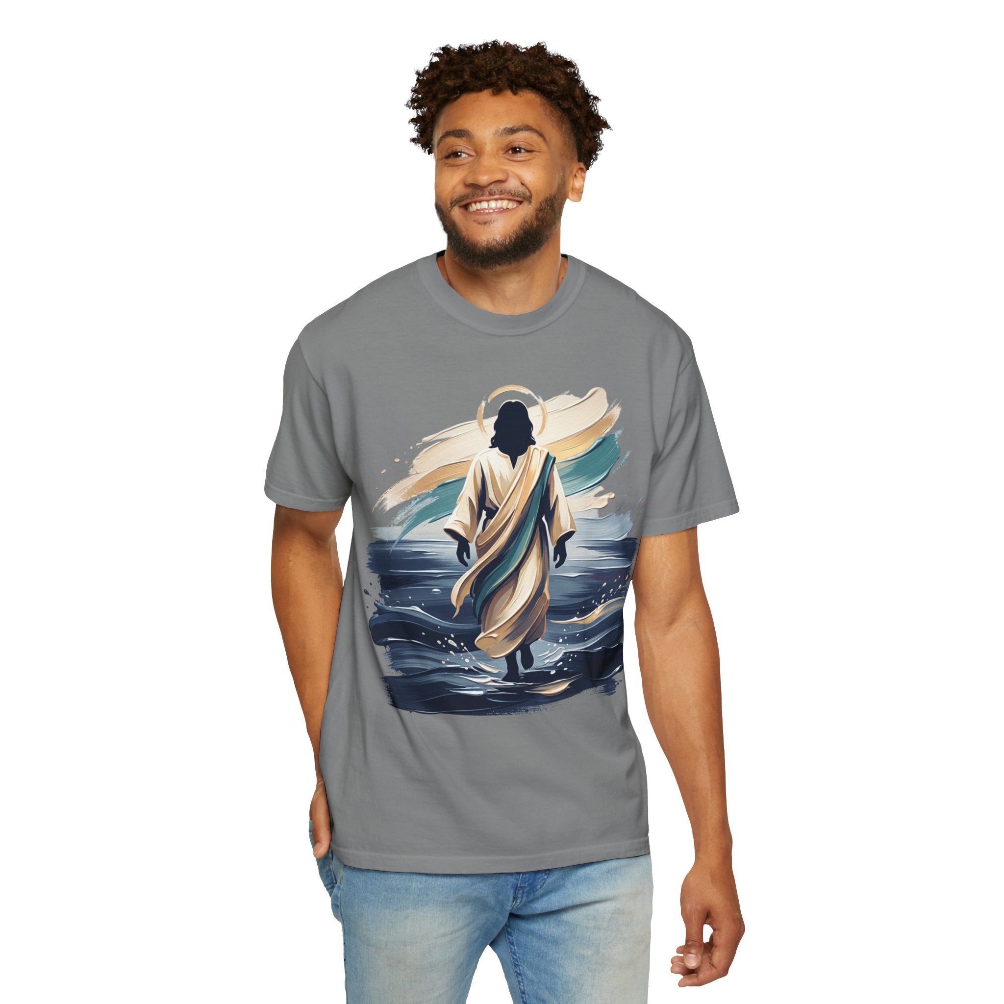 Jesus Walking on Water T-Shirt — Inspirational Christian Faith Tee