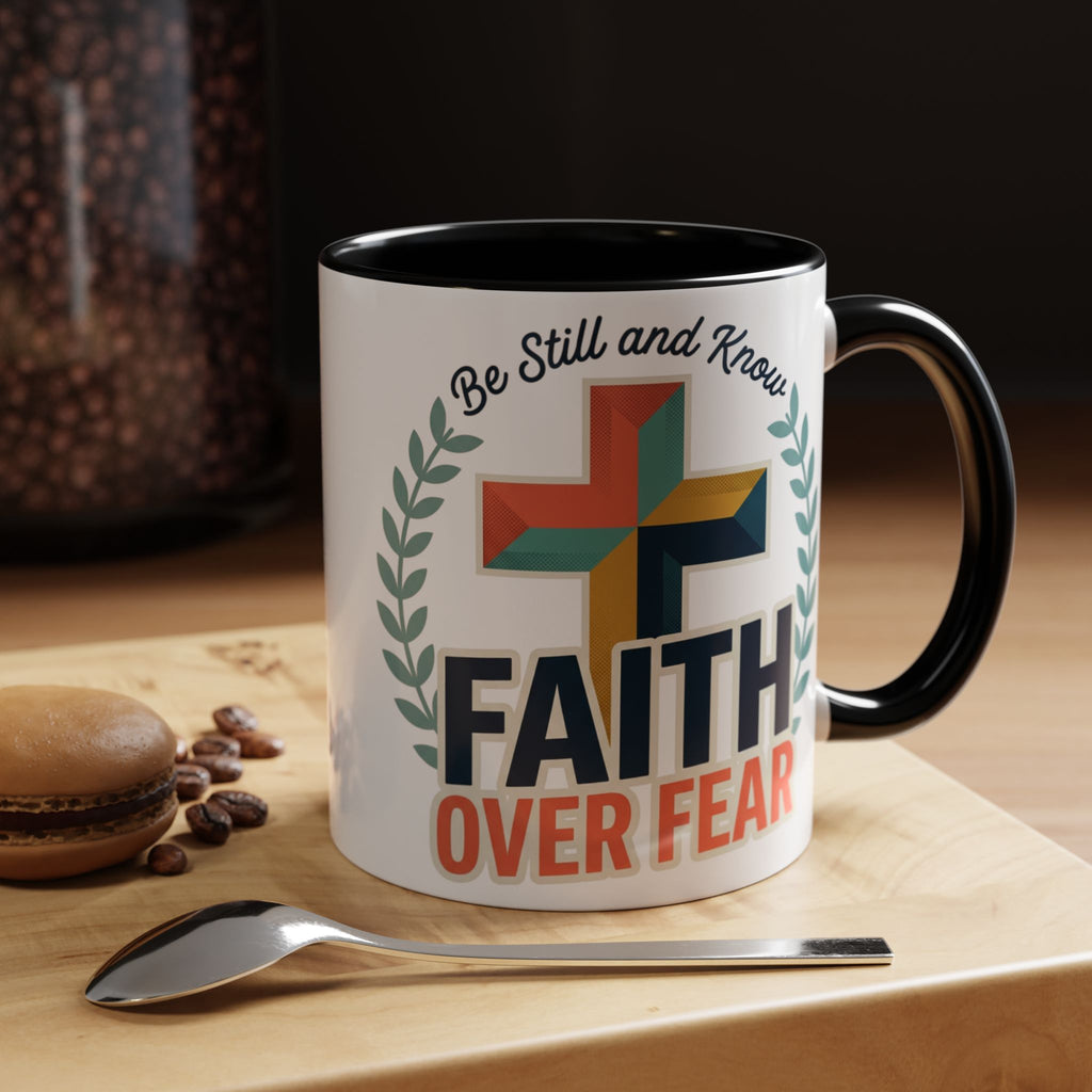 Faith Over Fear Accent Coffee Mug – Christian Inspirational 11/15oz
