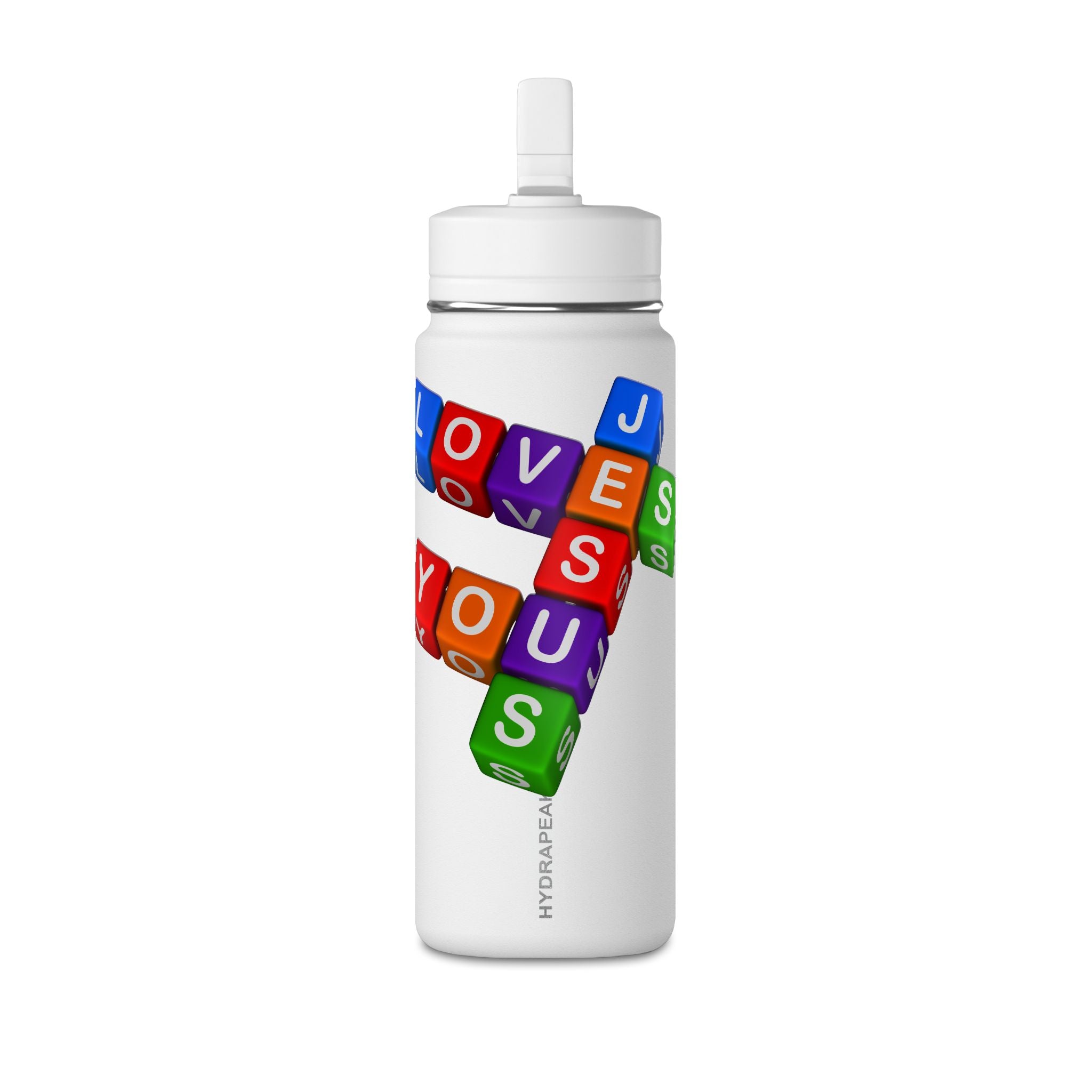 Color Block Letter Cubes Loves You Water Bottle | 20oz Mini