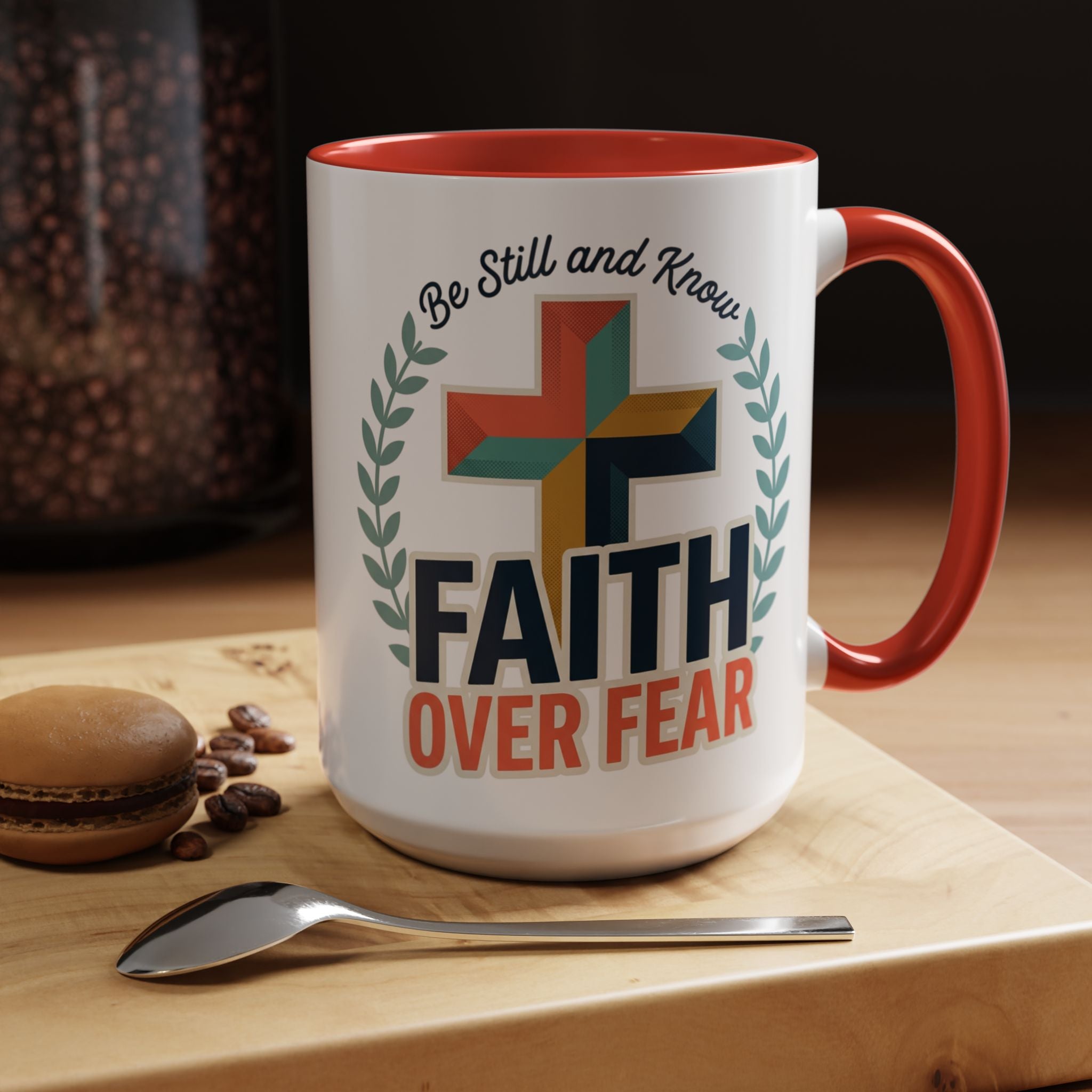 Faith Over Fear Accent Coffee Mug – Christian Inspirational 11/15oz