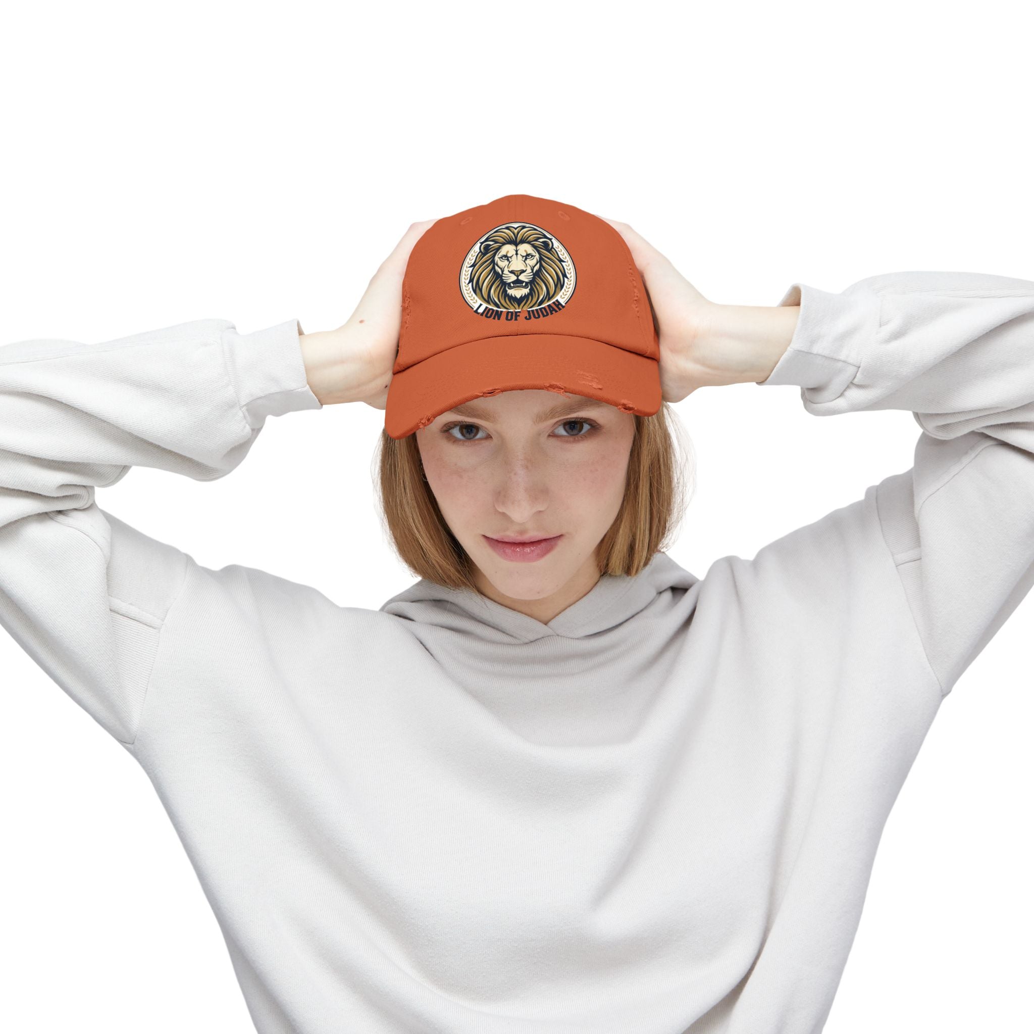 Lion of Judah Distressed Baseball Cap — Vintage Christian Hat