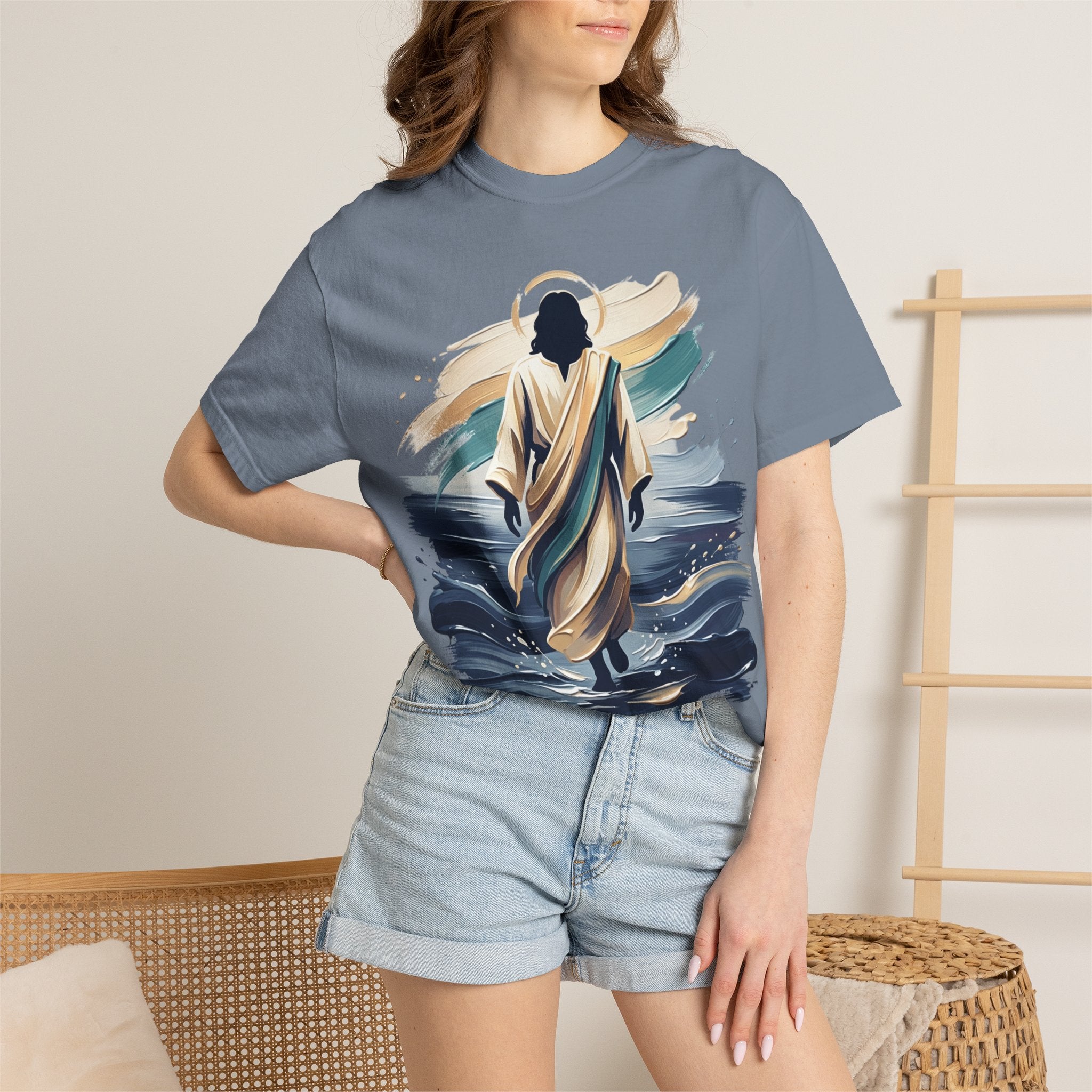 Jesus Walking on Water T-Shirt — Inspirational Christian Faith Tee