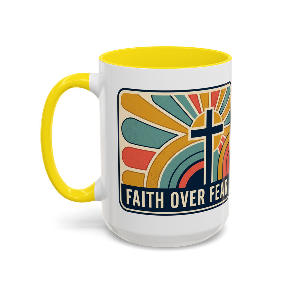 Faith over fear Retro Script Mug | Accent Coffee Mug