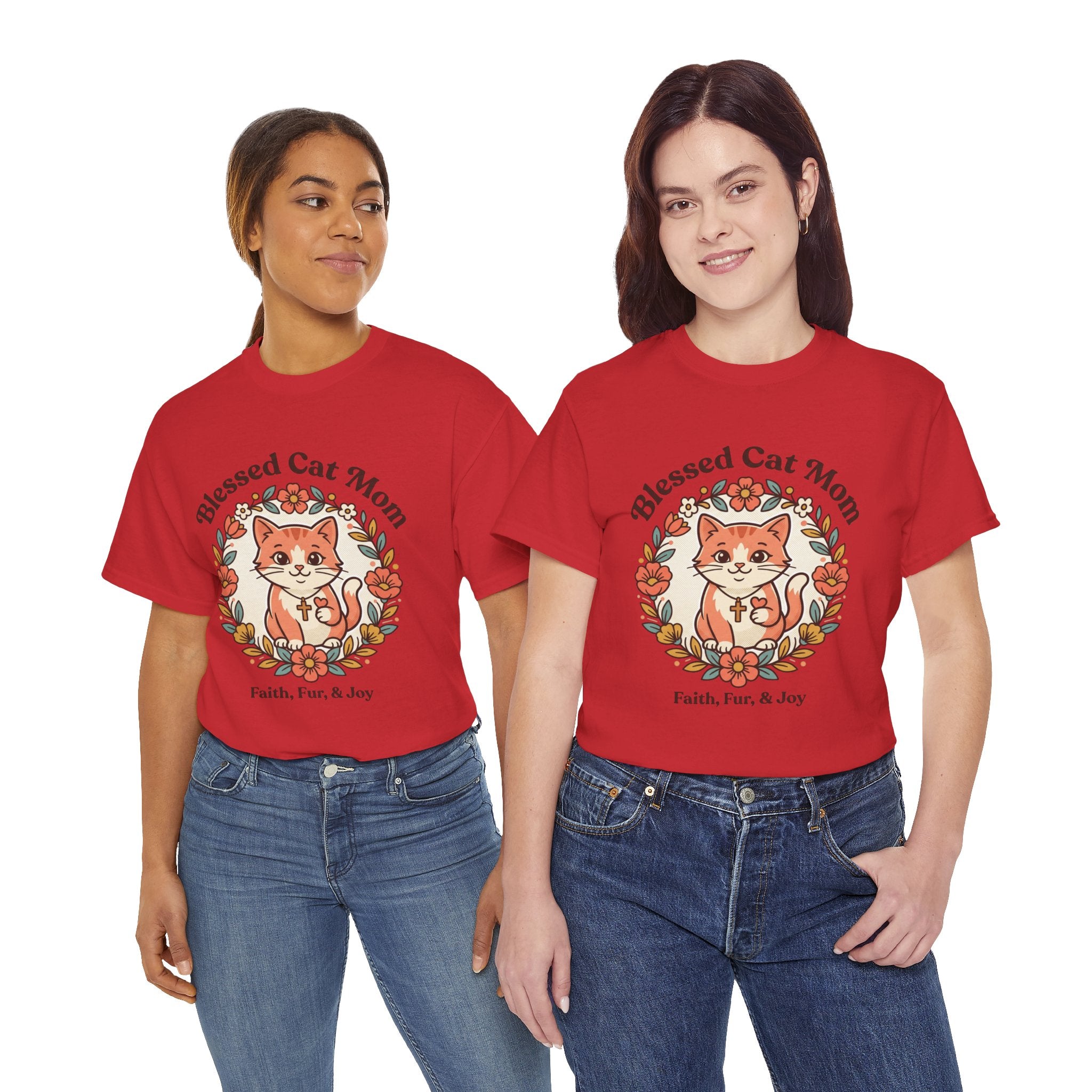Blessed Cat Mom T-Shirt – Faith, Fur & Joy Floral Cat Mom Tee