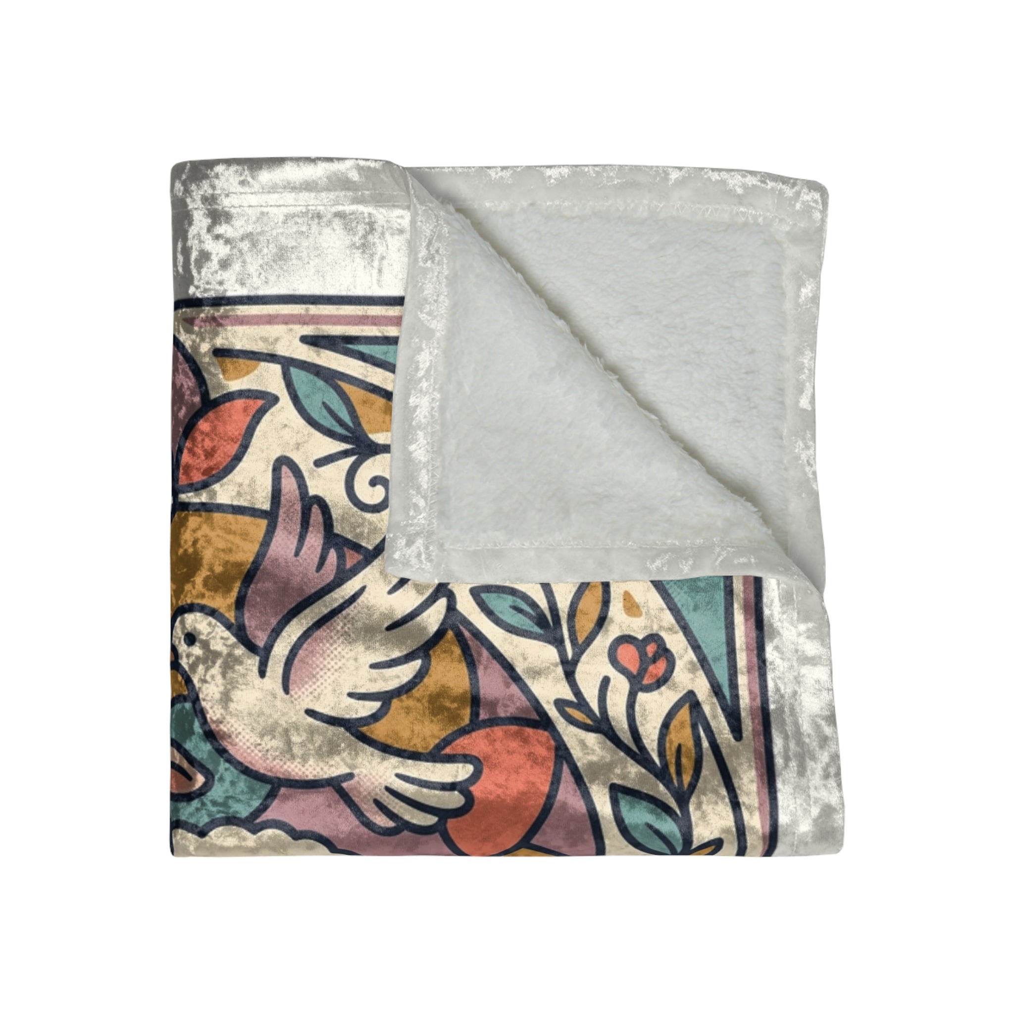Loved and Cherished lamb and fawn illustration Crushed Velvet Blanket | nursery decor, pastel vintage
