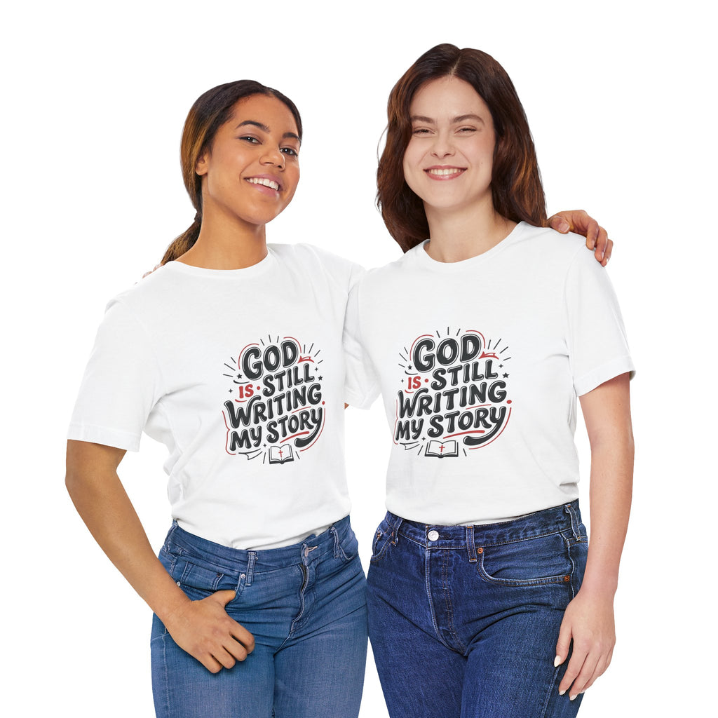 God Is Still Writing My Story T-Shirt | Christian encouragement, pastel groovy scripture