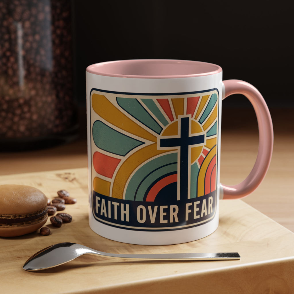 Faith over fear Retro Script Mug | Accent Coffee Mug