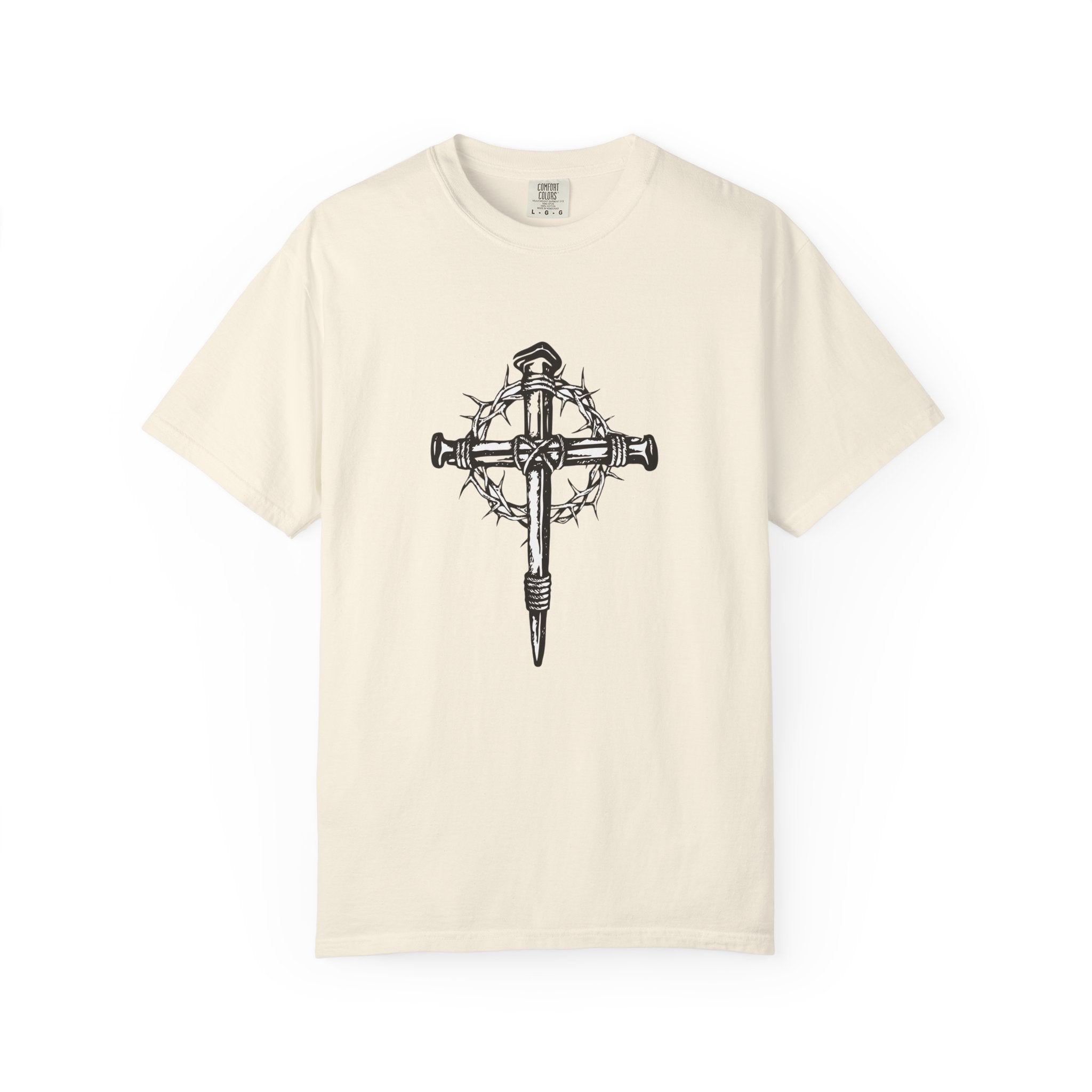 Nail Cross with Crown of Thorns T-shirt | Religious Gothic Faith Design