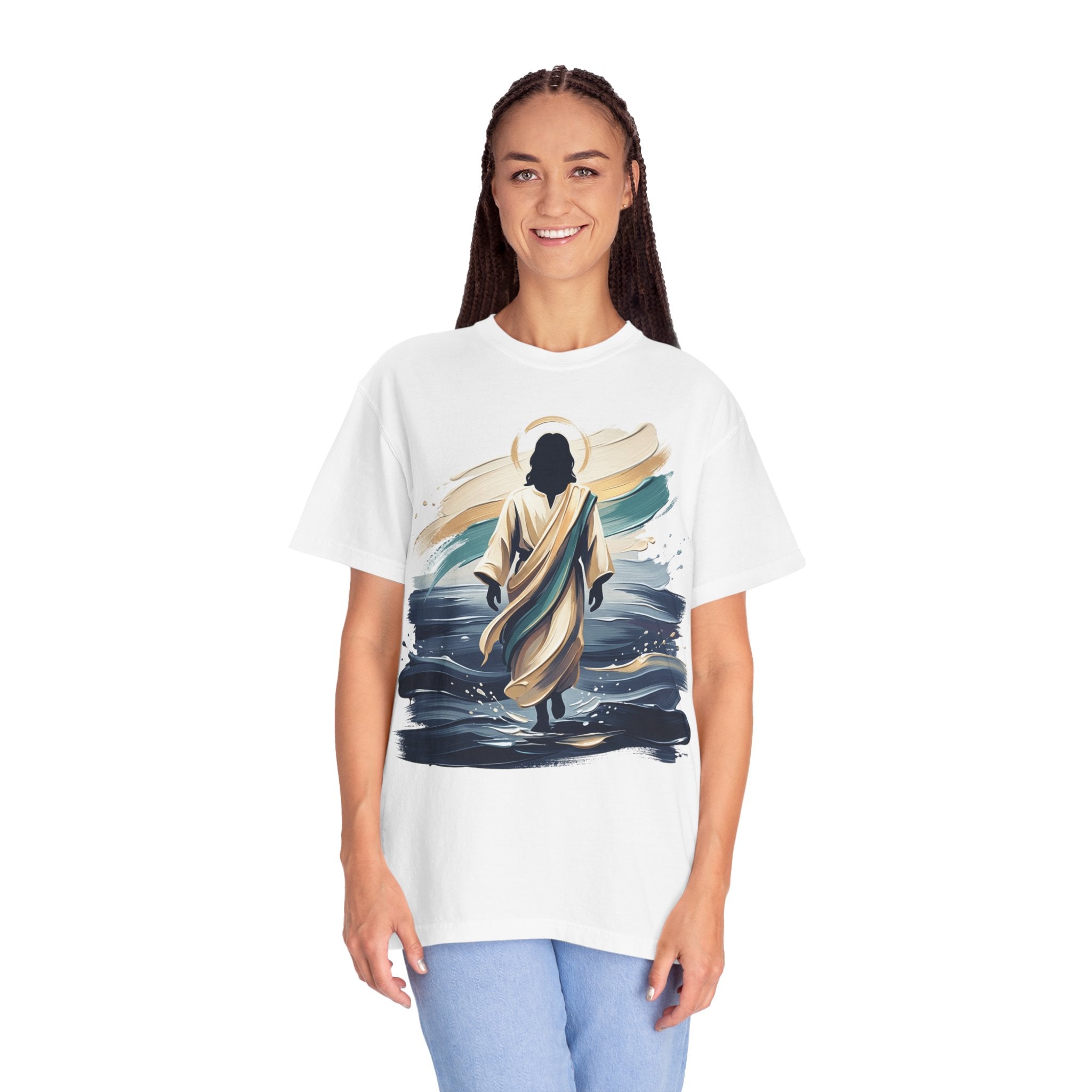 Jesus Walking on Water T-Shirt — Inspirational Christian Faith Tee