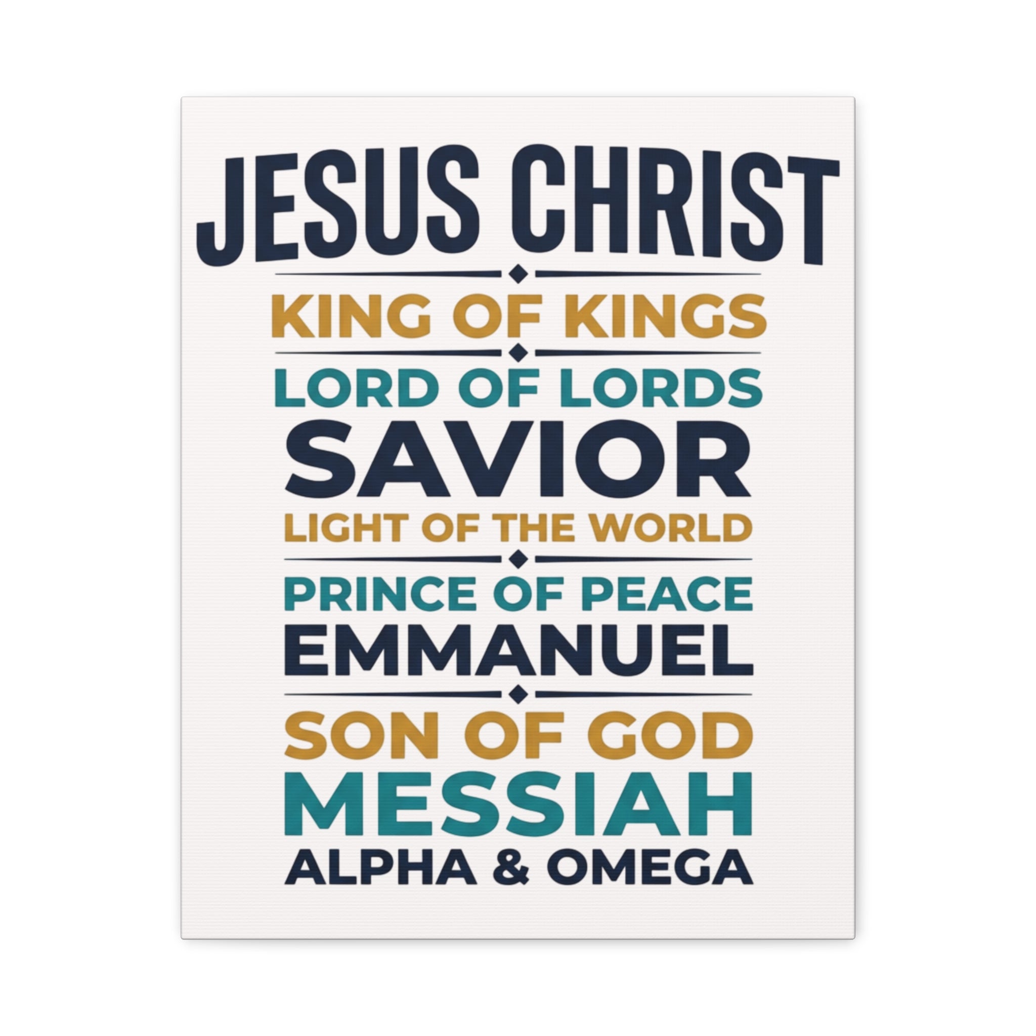Jesus Christ Typography Wall Art Canvas | Matte Stretched Canvas