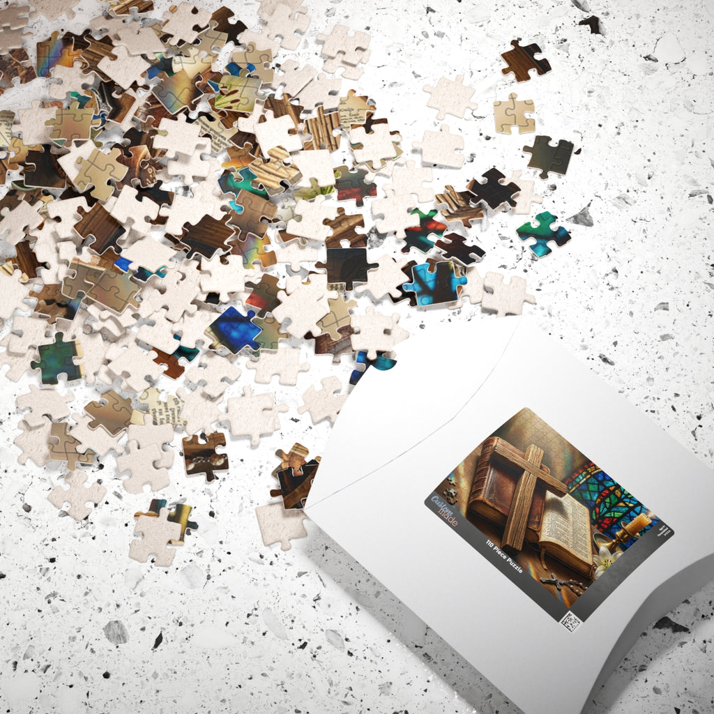 Christian Cross and bible Inspirational Puzzle - Motivational Jigsaw