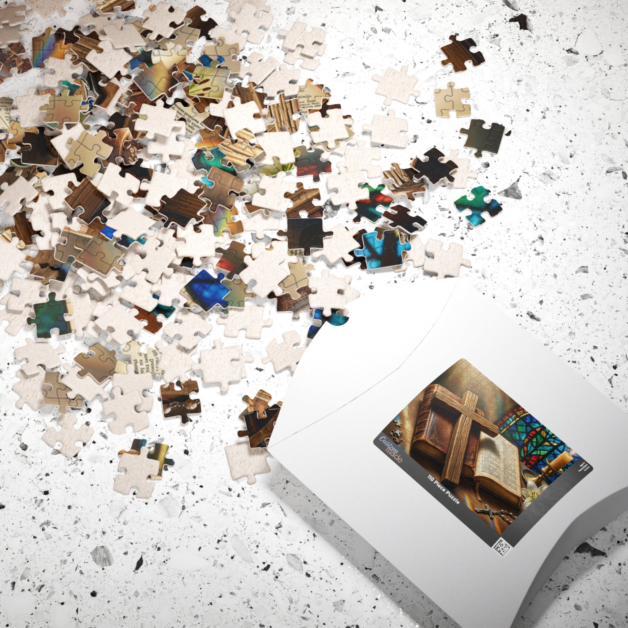 Christian Cross and bible Inspirational Puzzle - Motivational Jigsaw