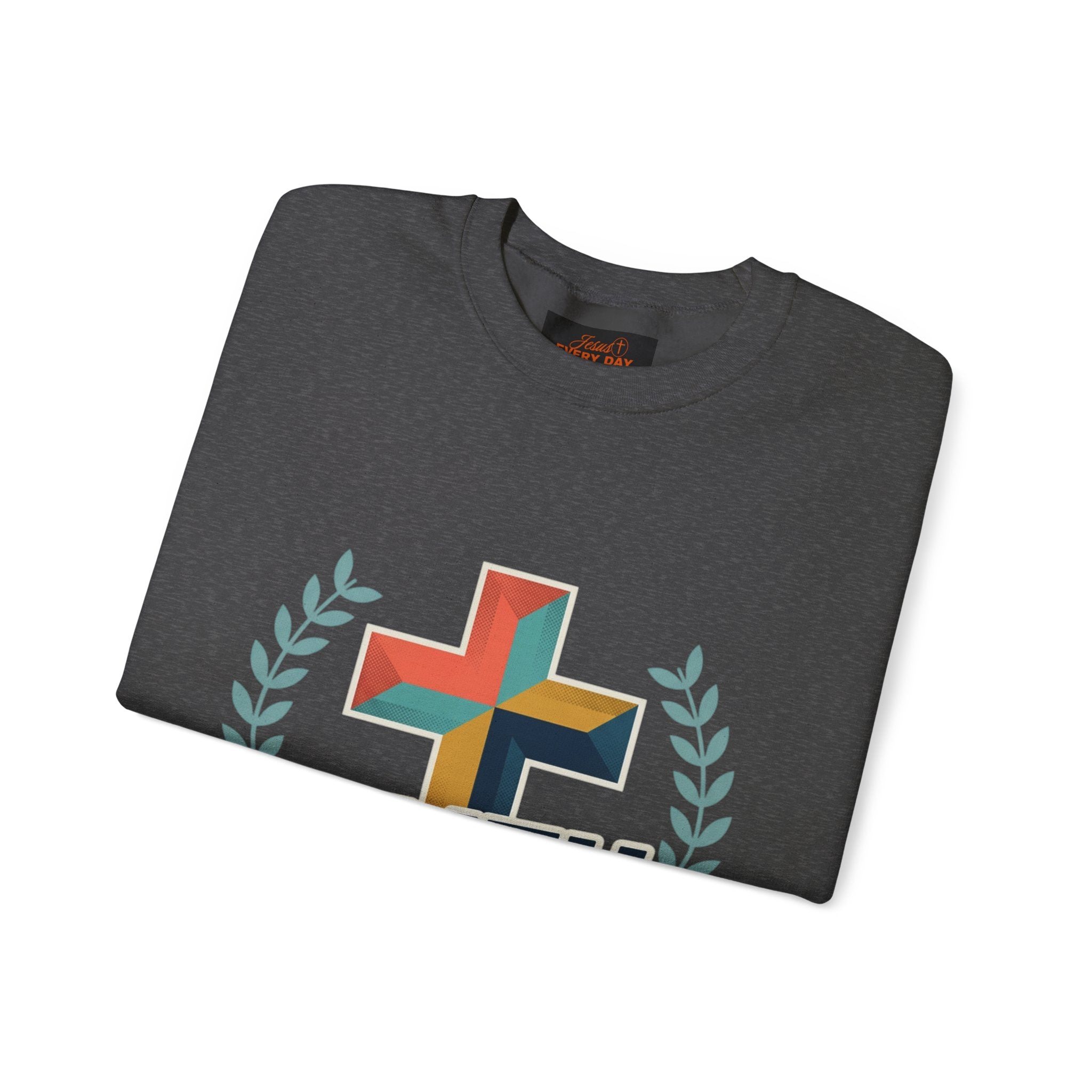 Faith Over Fear Crewneck Sweatshirt — Christian Cross Inspirational Pullover