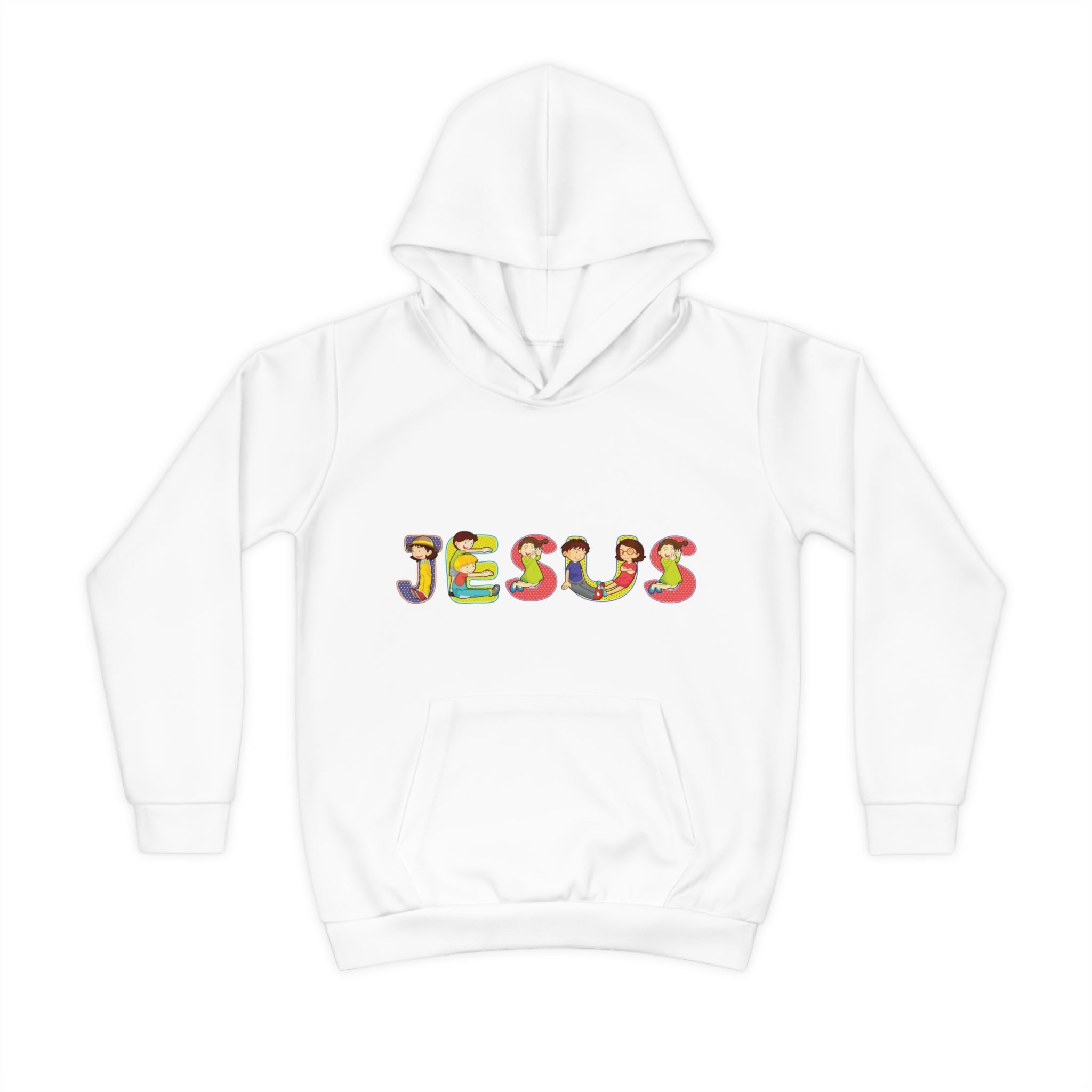 Jesus Kids Hoodie | Colorful Cartoon Lettering, Religious Christianity