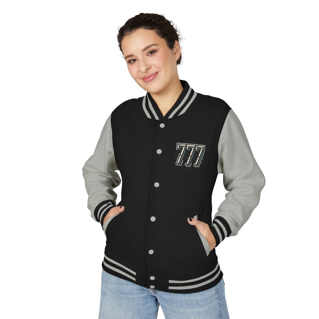 777 Emblem Letterman Jacket | Red White Varsity