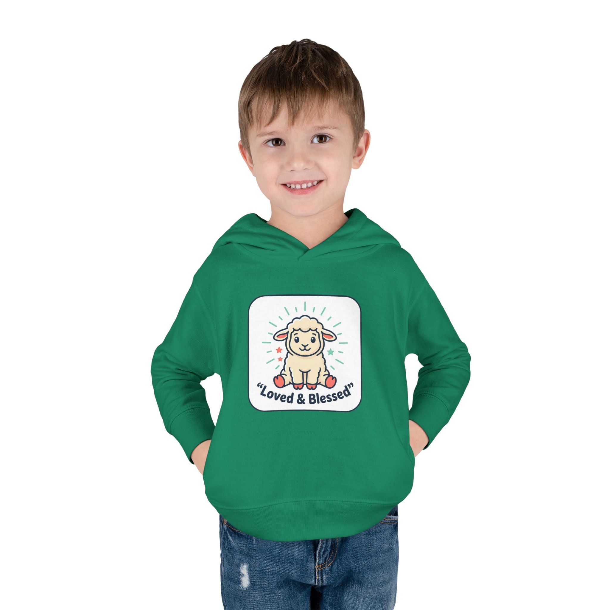 Loved & Blessed Lamb toddler hoodie | Cute lamb illustration pullover