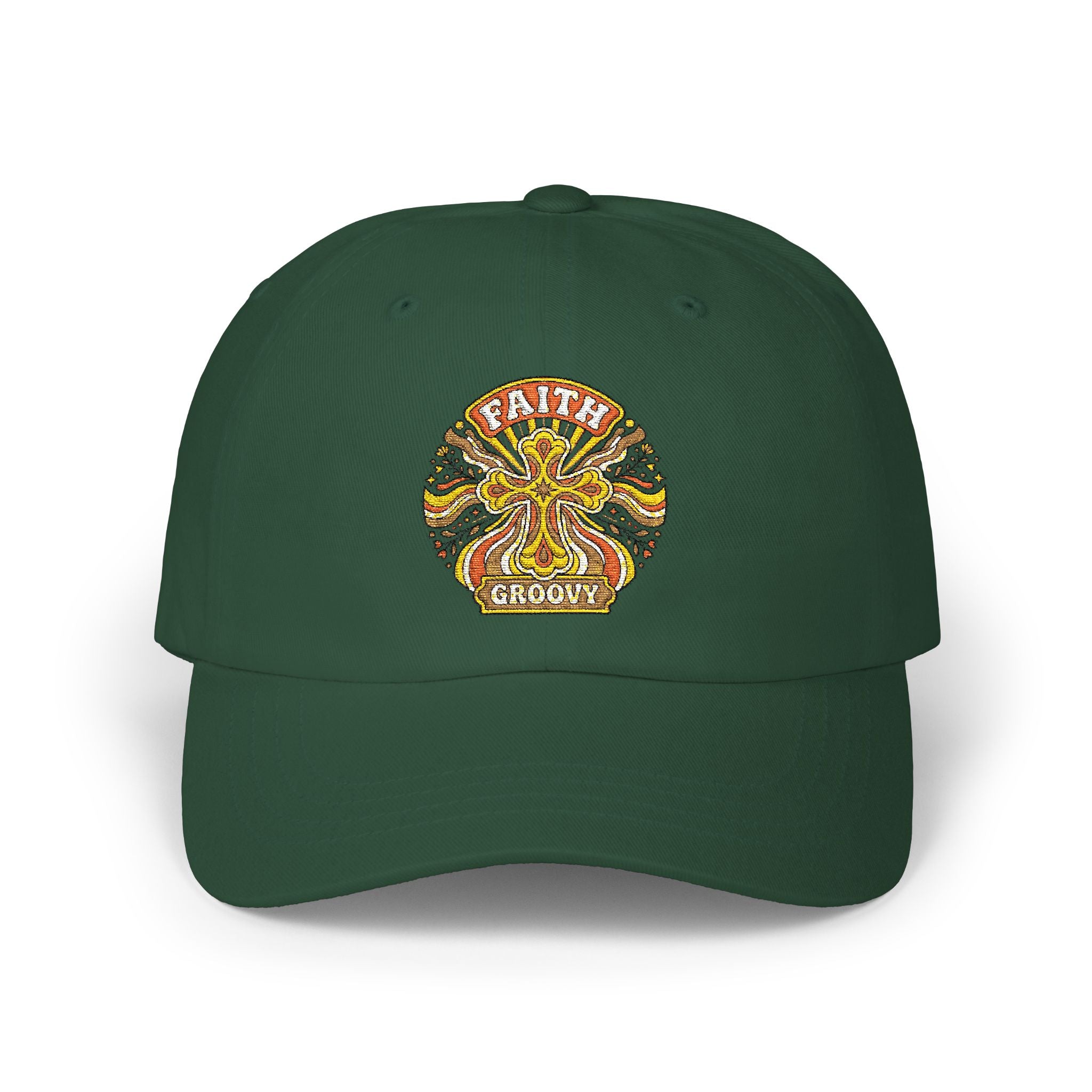 Faith Groovy Dad Cap — Christian Embroidered Baseball Hat
