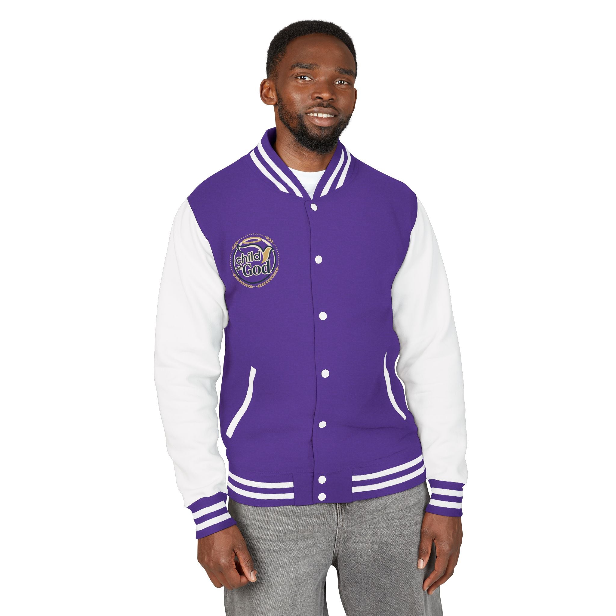 Child of God Emblem Letterman Jacket | Red White Varsity