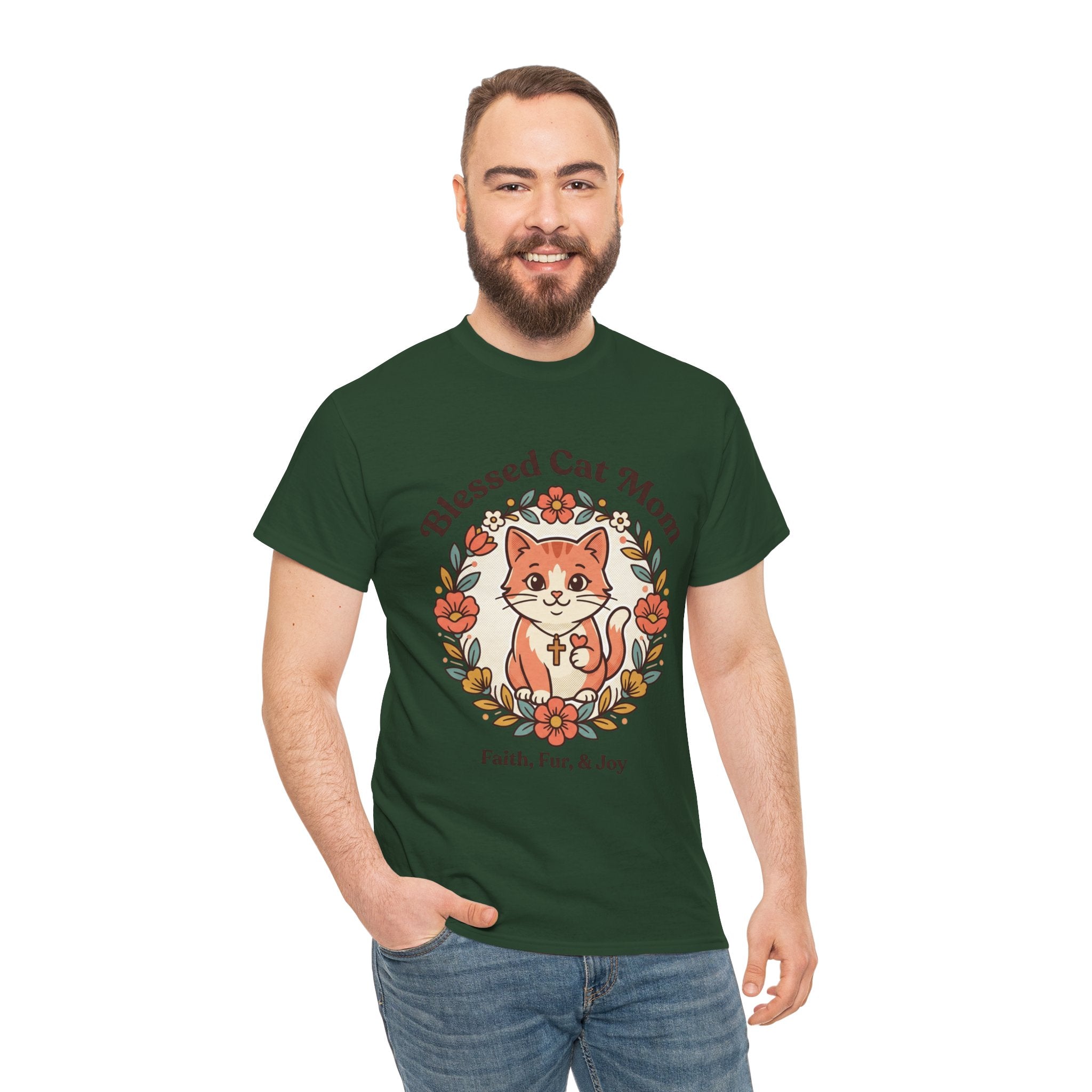 Blessed Cat Mom T-Shirt – Faith, Fur & Joy Floral Cat Mom Tee