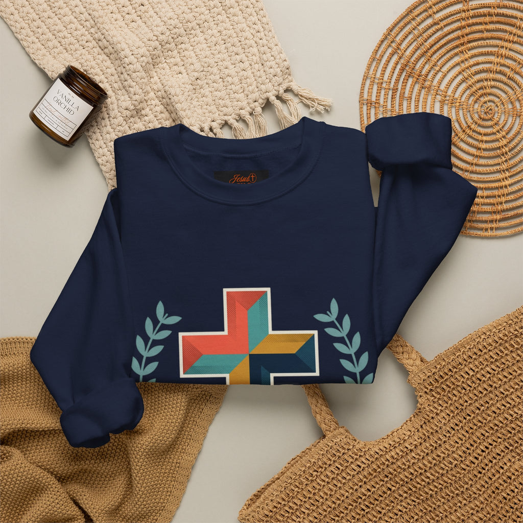 Faith Over Fear Crewneck Sweatshirt — Christian Cross Inspirational Pullover