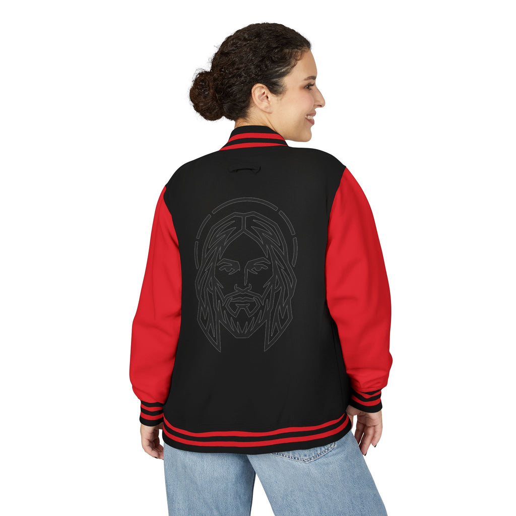 Christ Emblem Letterman Jacket | Red White Varsity