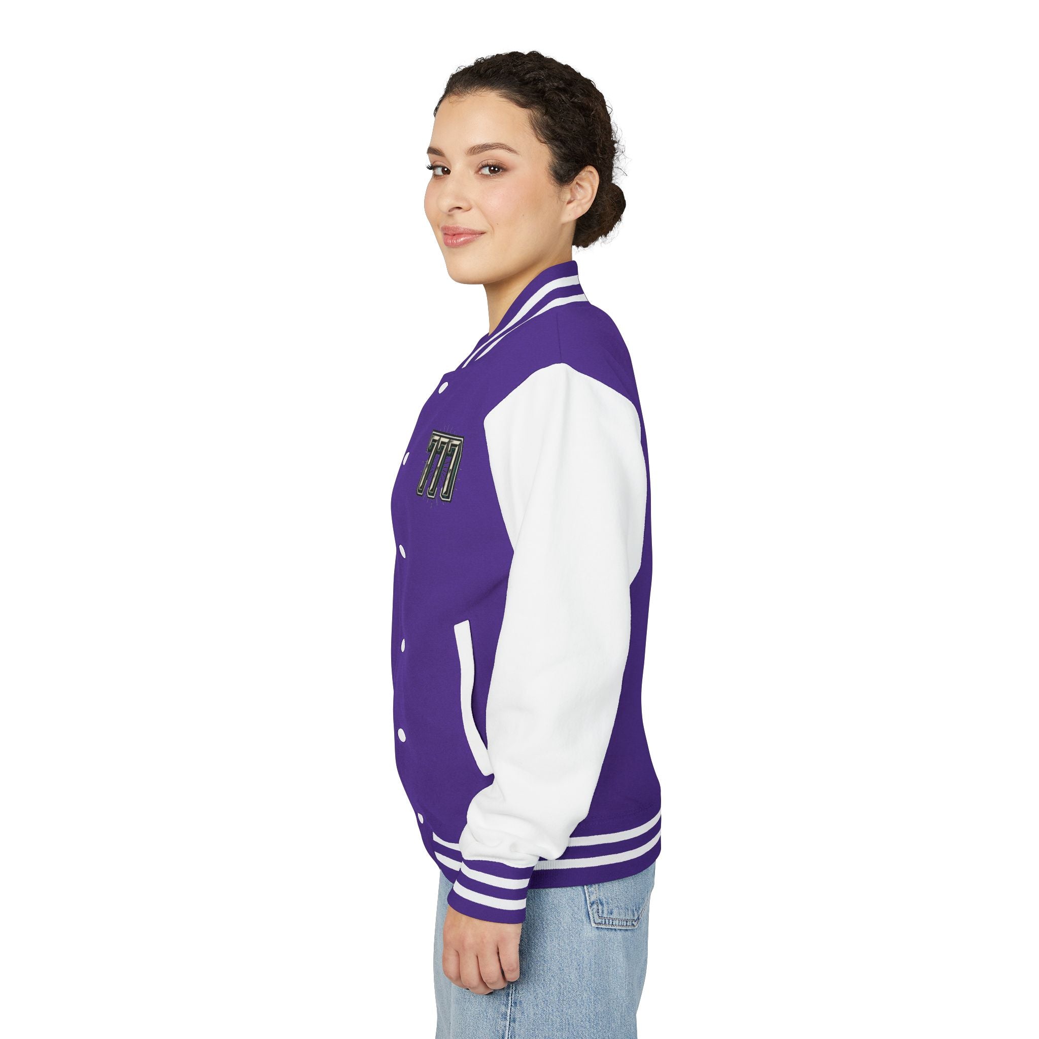 777 Emblem Letterman Jacket | Red White Varsity