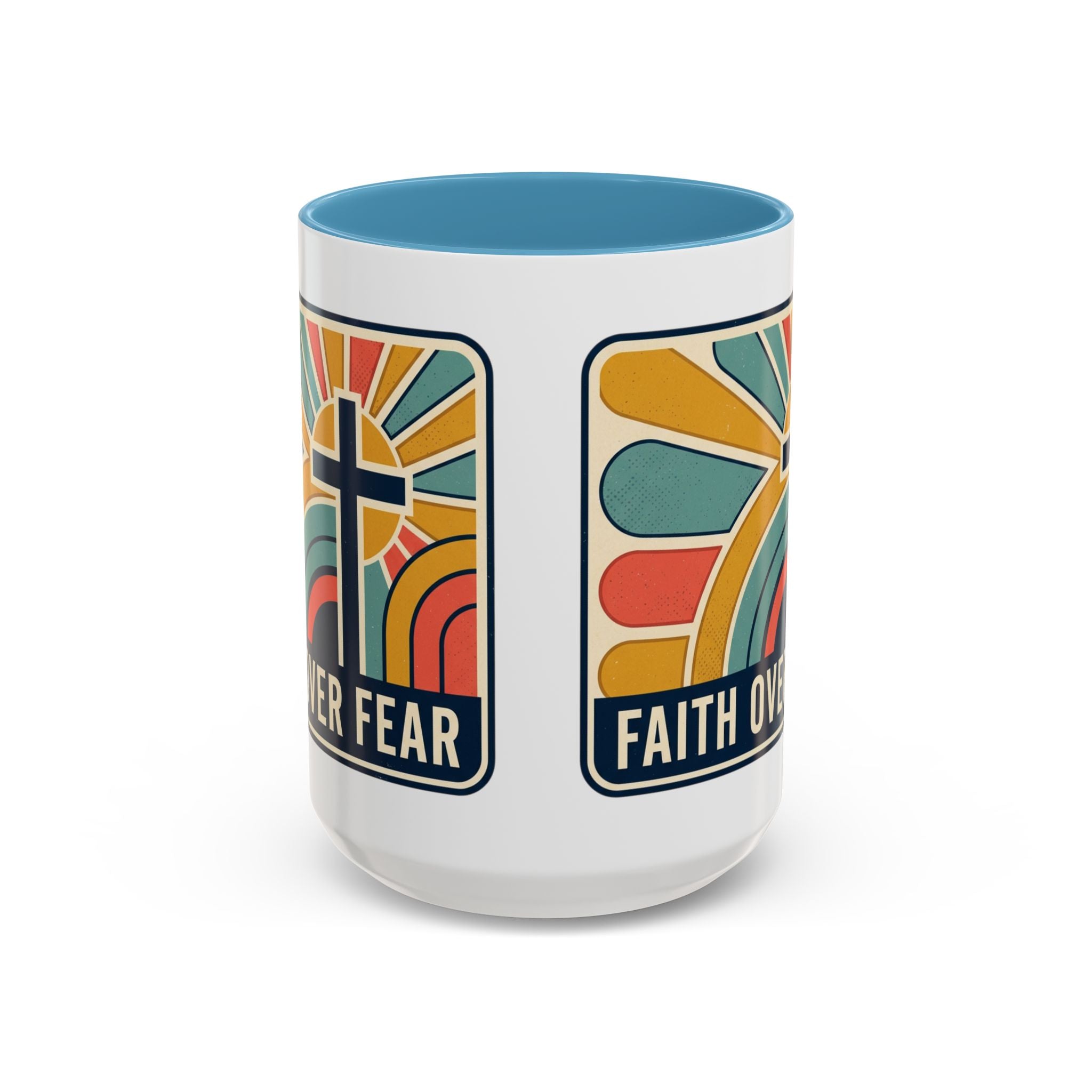 Faith over fear Retro Script Mug | Accent Coffee Mug