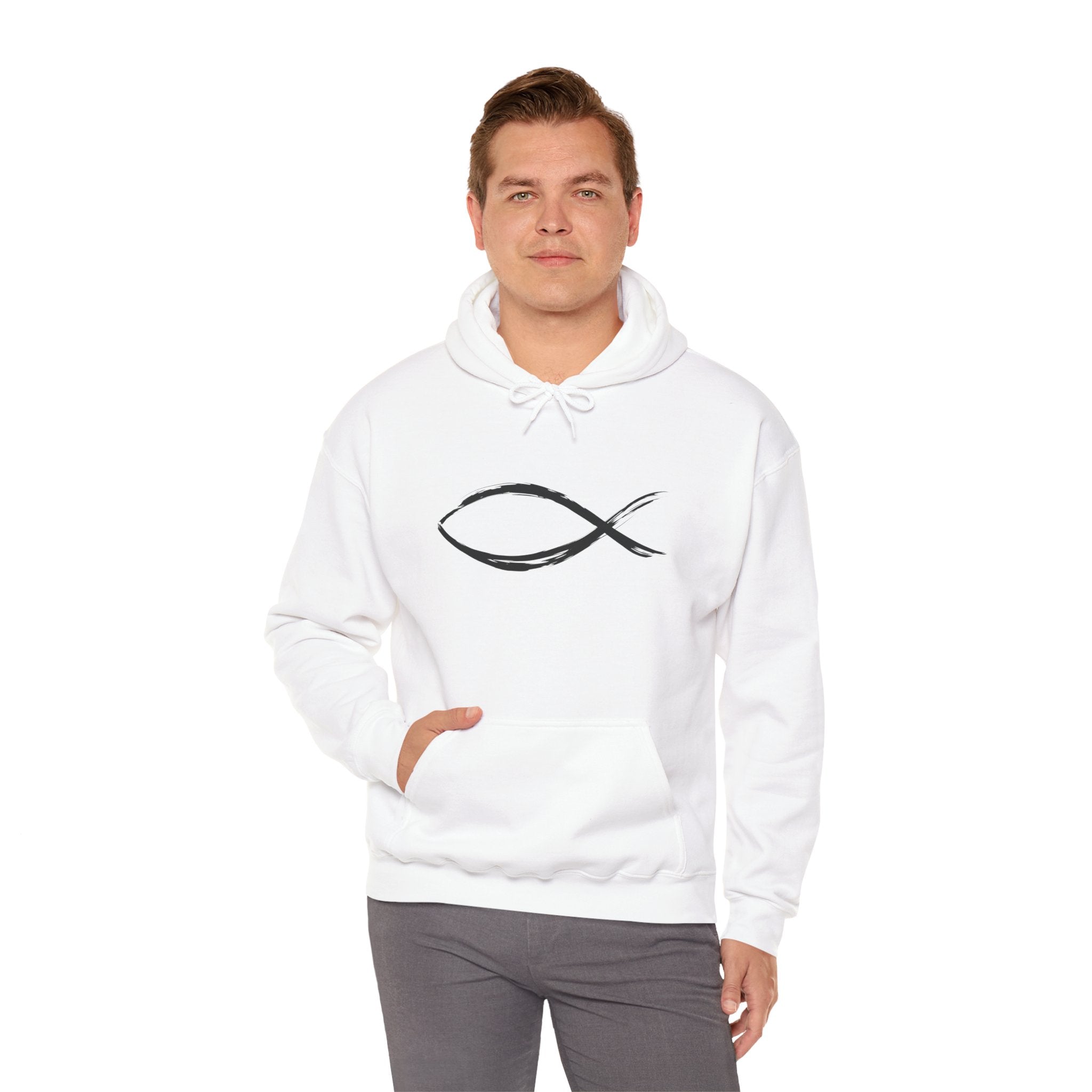 Christian Fish Symbal Heavy Blend™ Hooded Sweatshirt