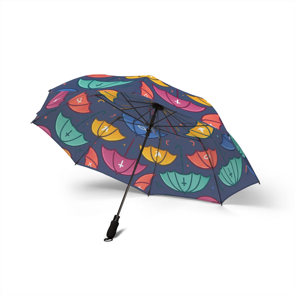 Foldable Umbrella — colorful faith filled, Compact Semi-Automatic Rain Umbrella