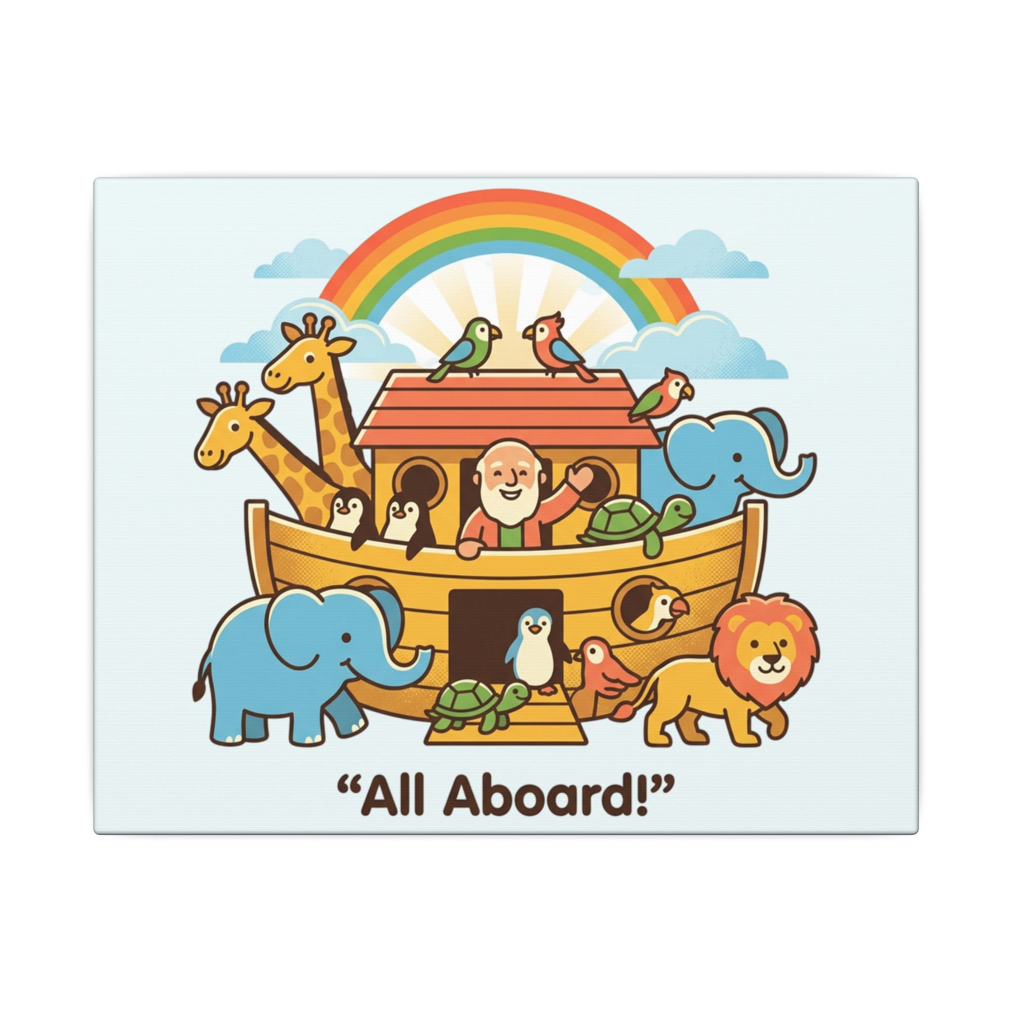Noah's Ark Animals Matte Canvas | Stretched Wall Art, Kids Nursery Decor