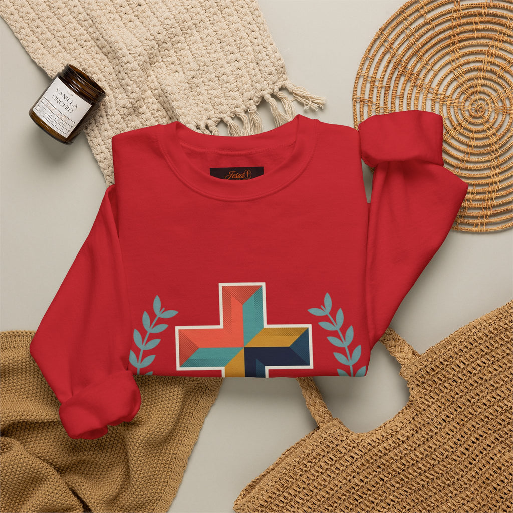 Faith Over Fear Crewneck Sweatshirt — Christian Cross Inspirational Pullover