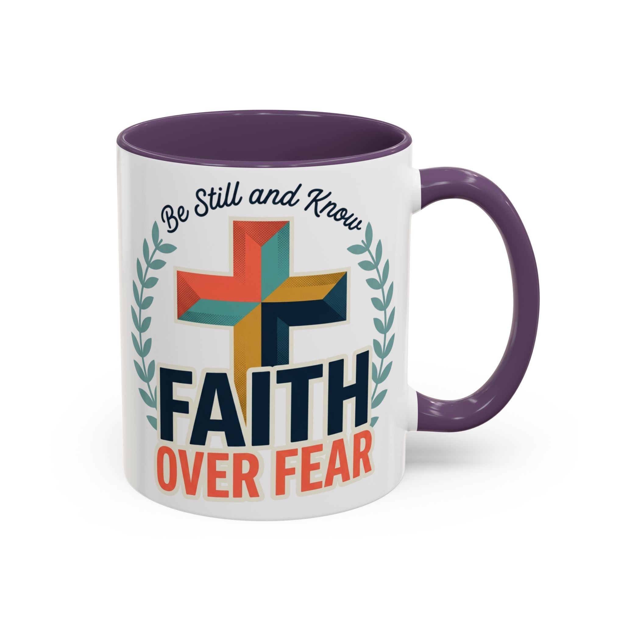 Faith Over Fear Accent Coffee Mug – Christian Inspirational 11/15oz