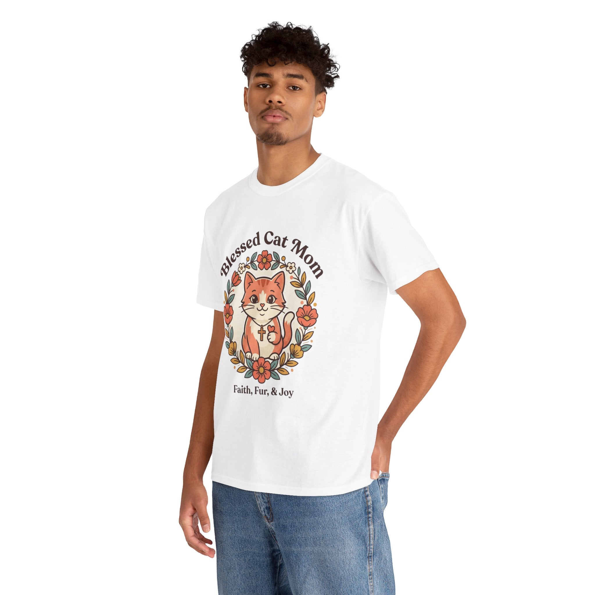 Blessed Cat Mom T-Shirt – Faith, Fur & Joy Floral Cat Mom Tee