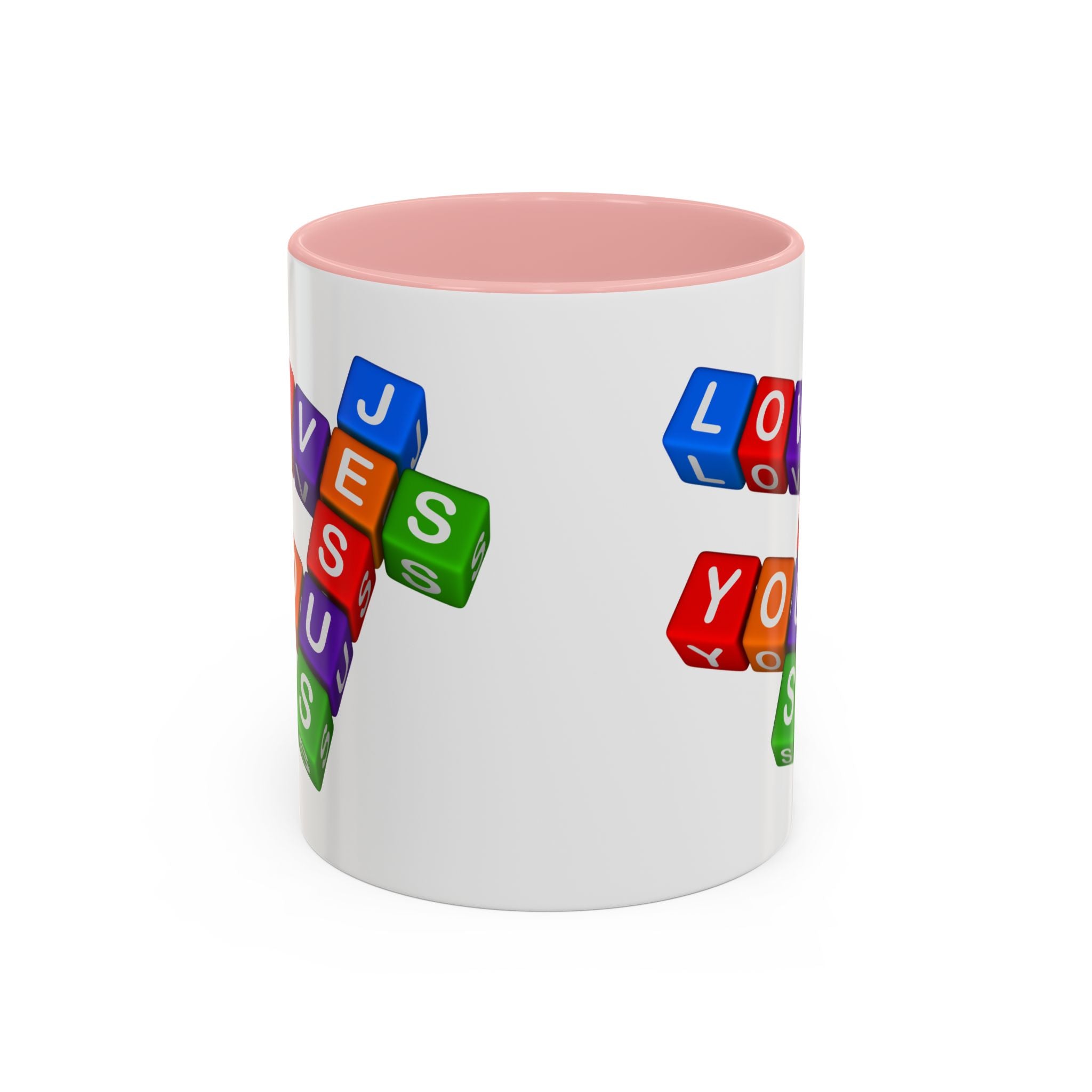 Colorful Letter Blocks 'Jesus Loves You' Mug | Accent Coffee Mug