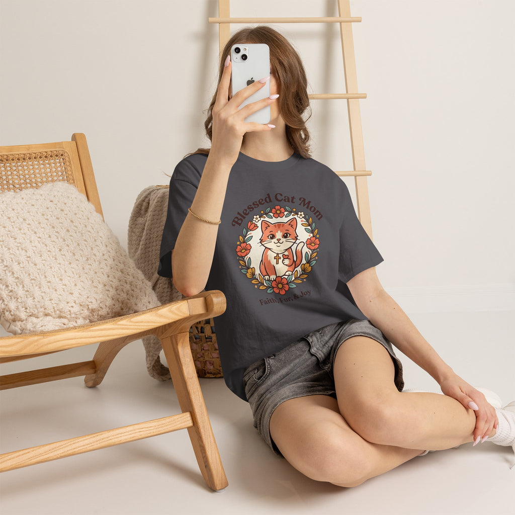 Blessed Cat Mom T-Shirt – Faith, Fur & Joy Floral Cat Mom Tee
